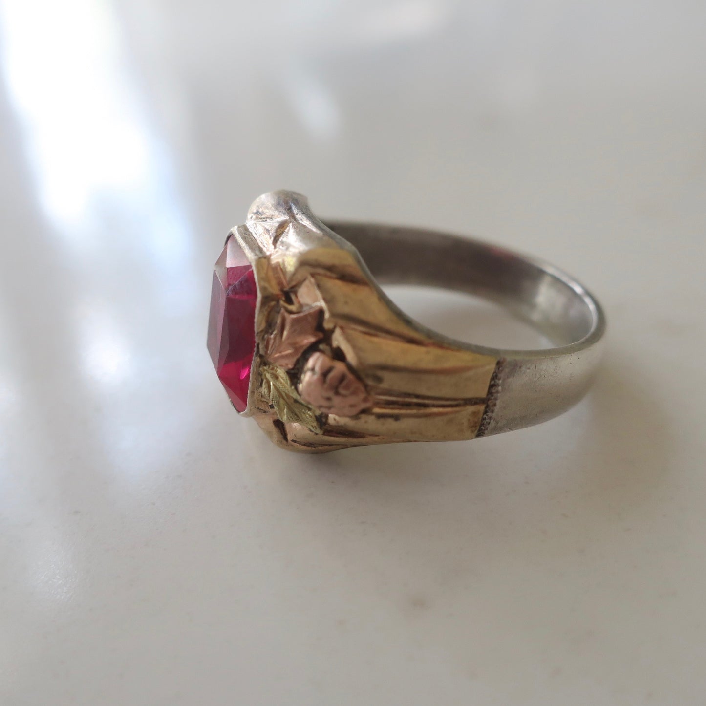 Vintage Unisex Ruby Statement Ring