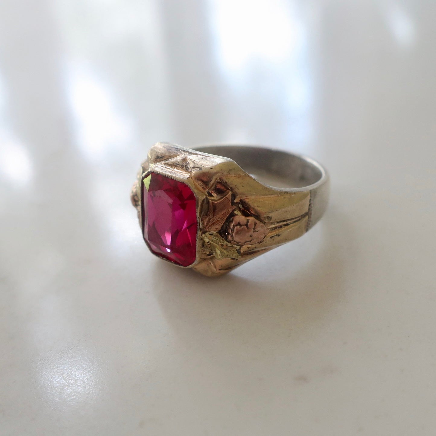 Vintage Unisex Ruby Statement Ring