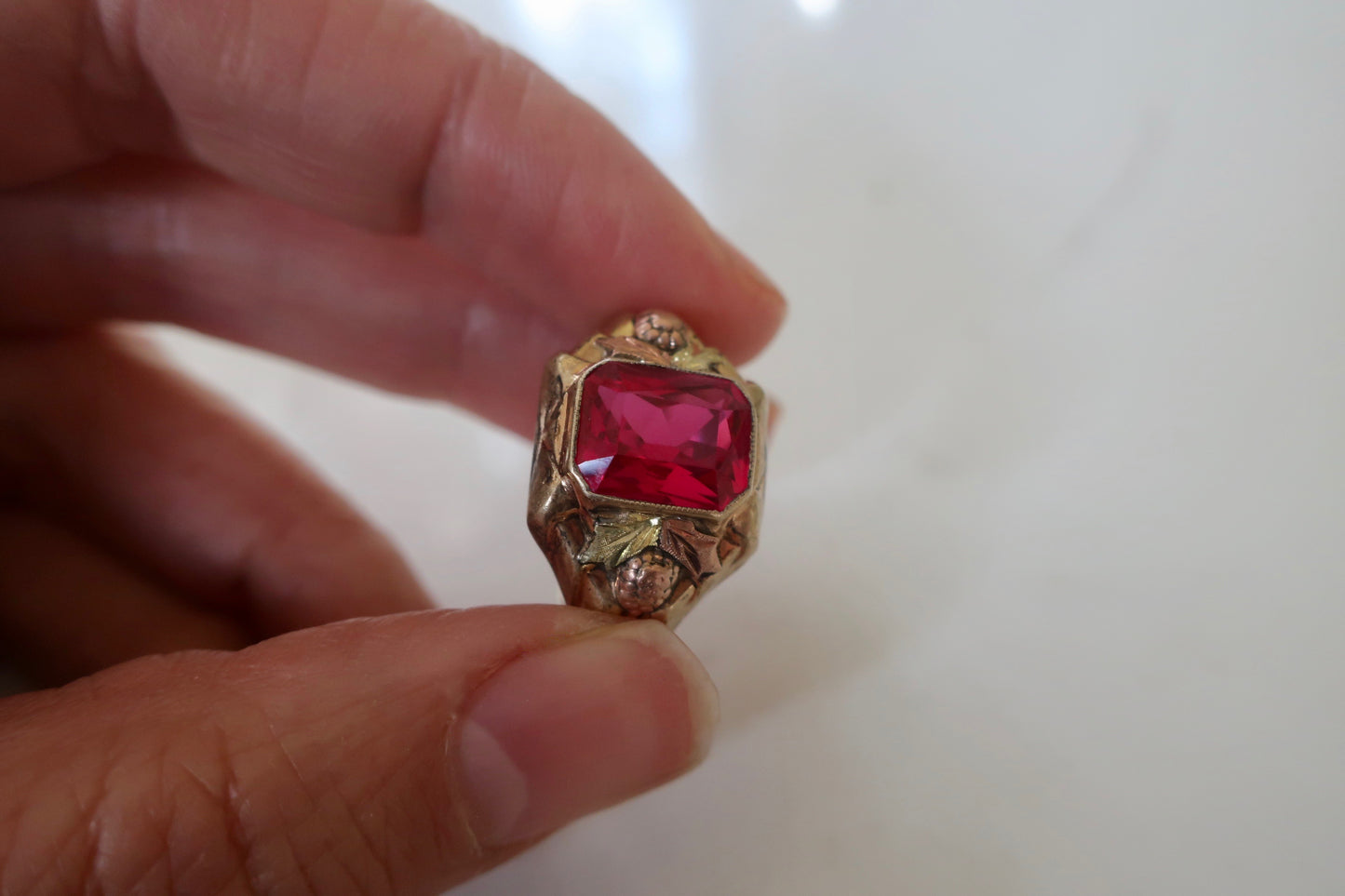 Vintage Unisex Ruby Statement Ring