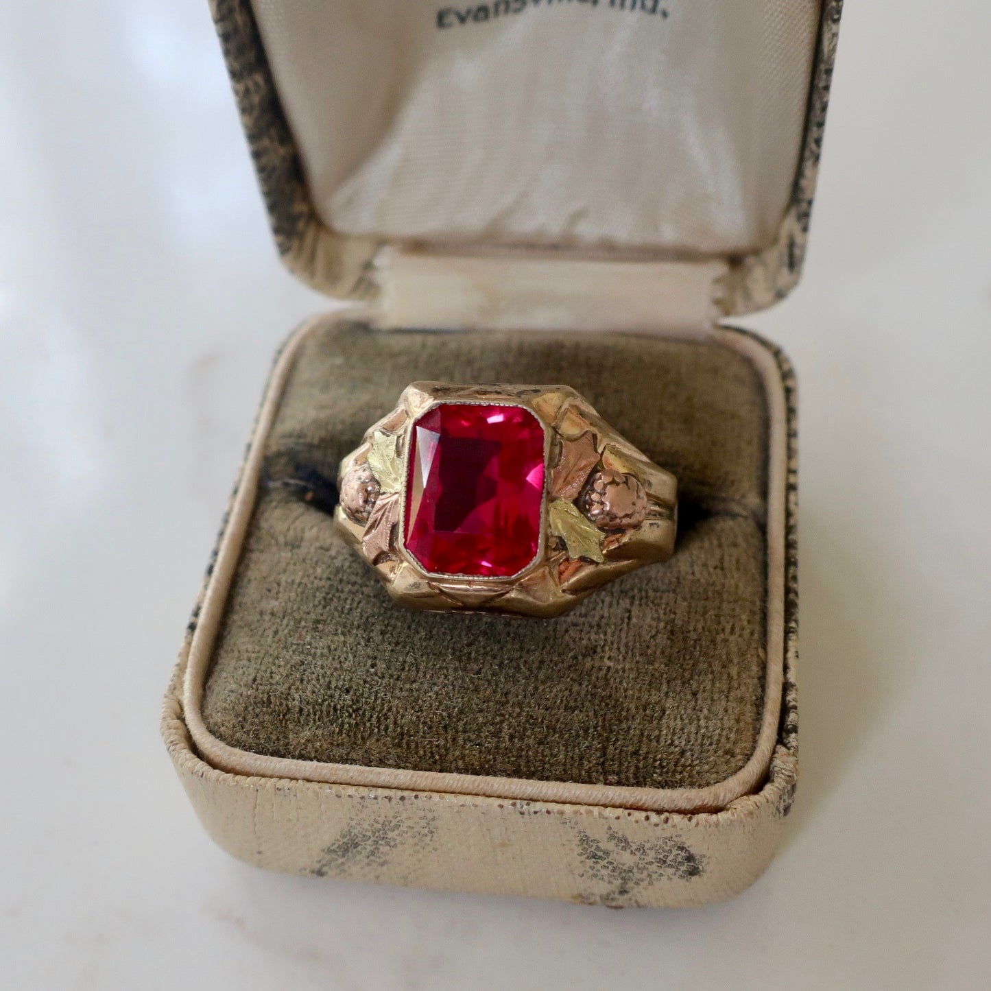 Vintage Unisex Ruby Statement Ring