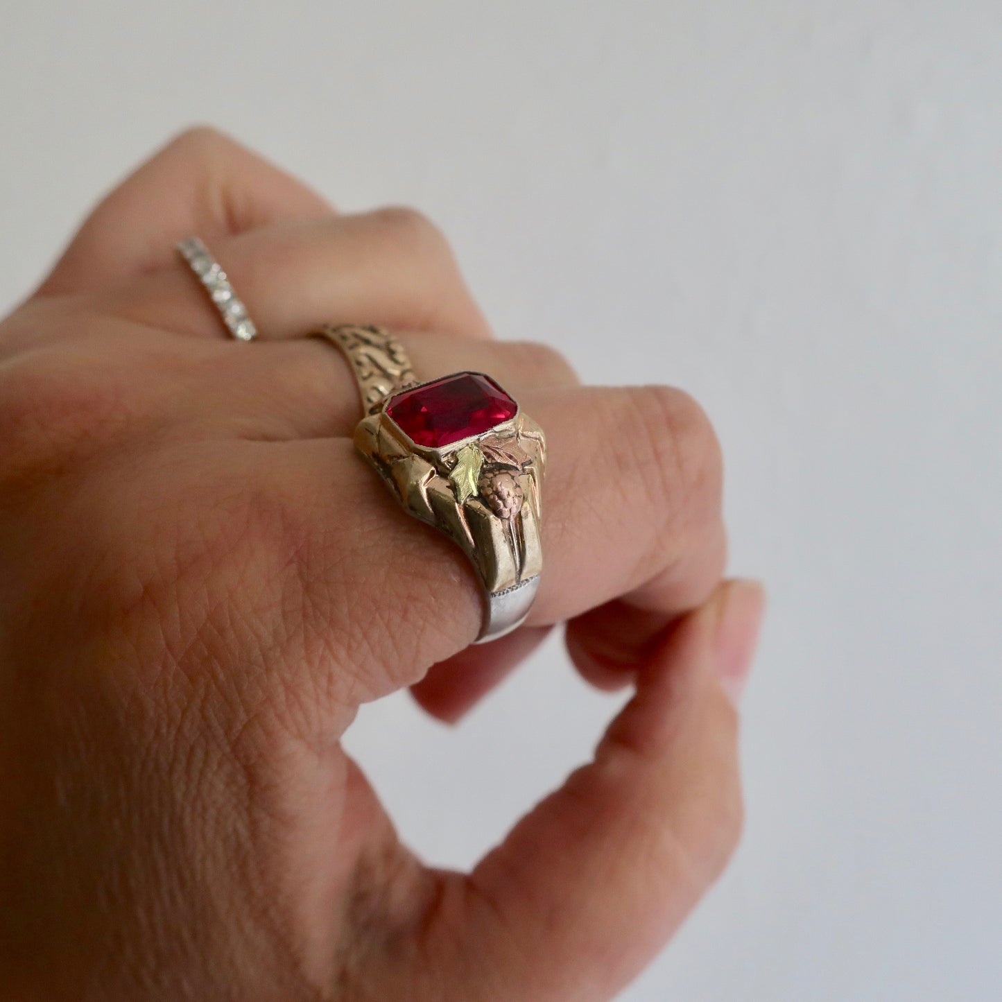 Vintage Unisex Ruby Statement Ring