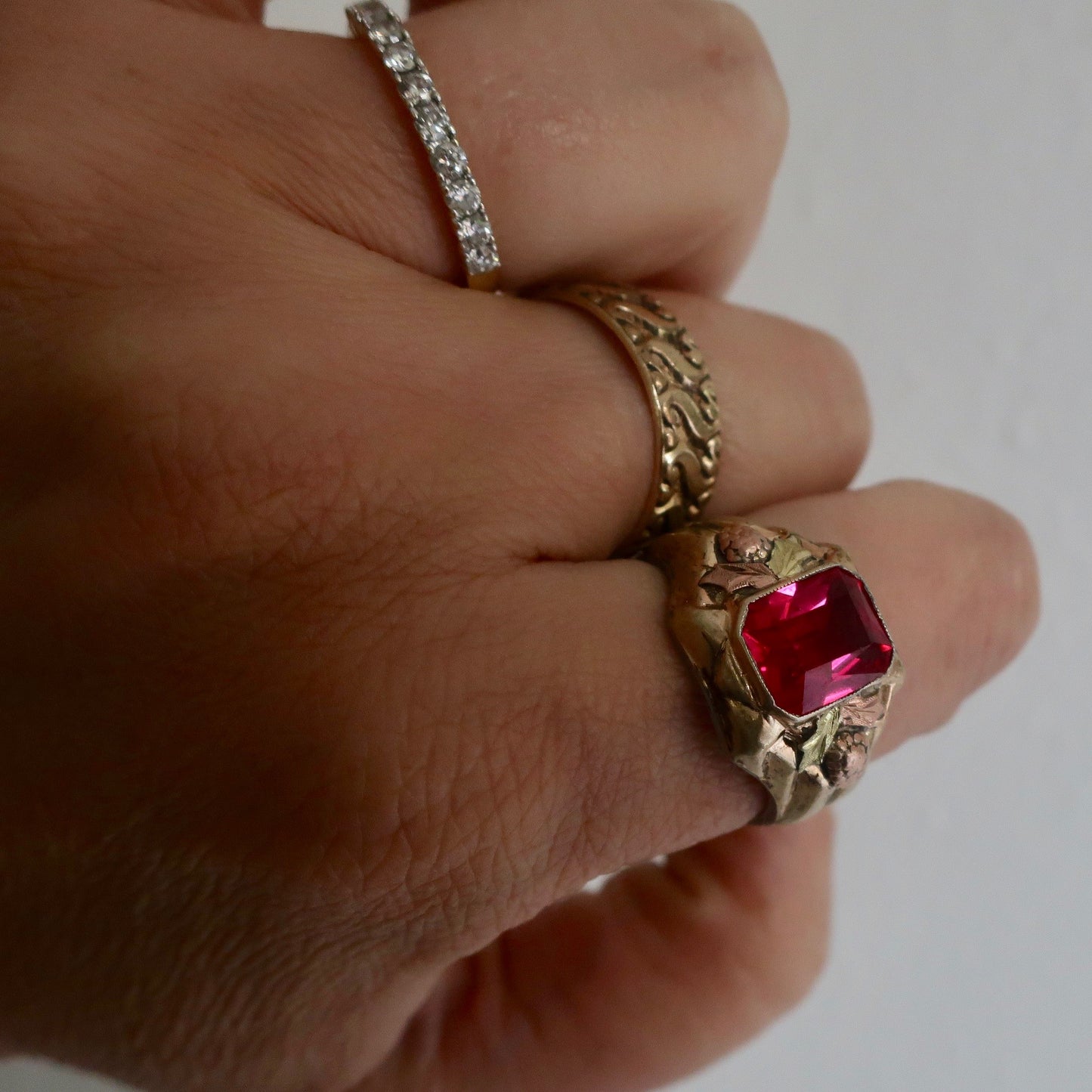 Vintage Unisex Ruby Statement Ring