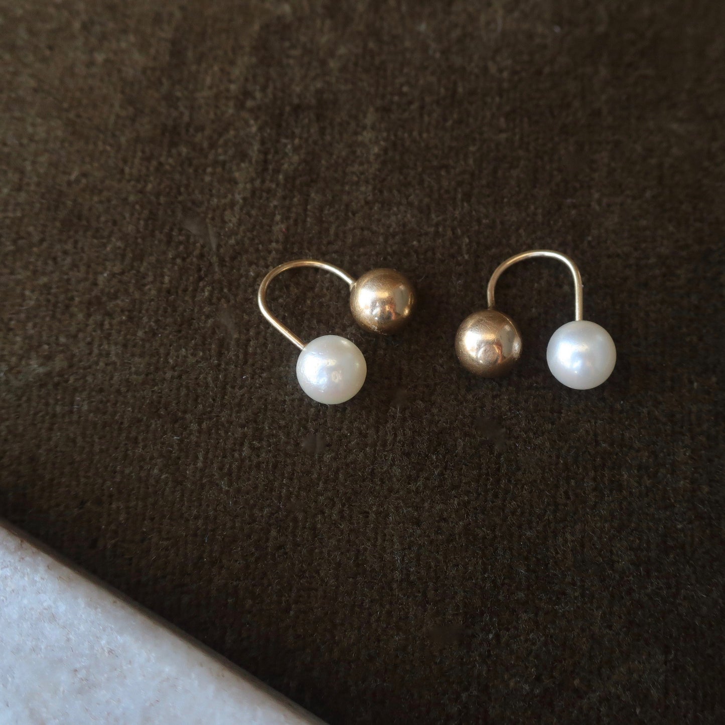 Vintage Pearl and Gold Cuff Earrings