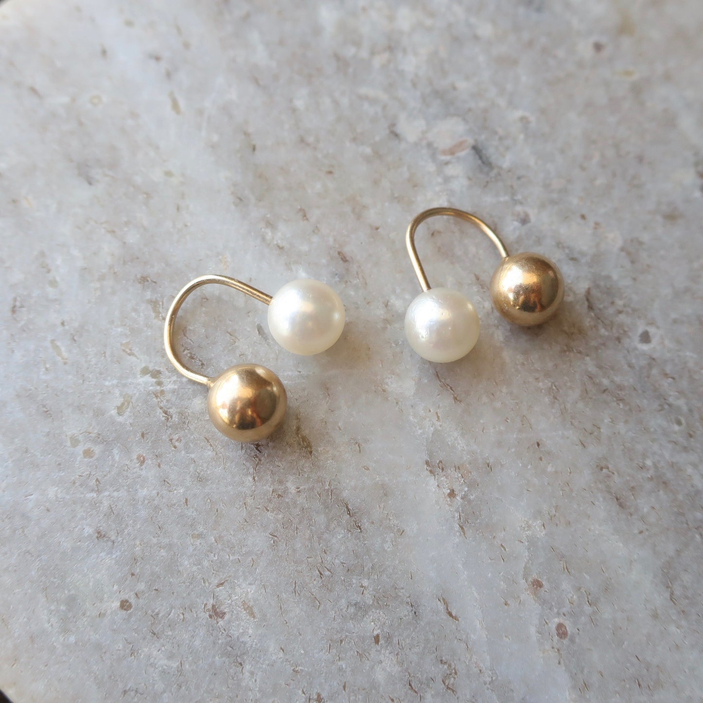 Vintage Pearl and Gold Cuff Earrings