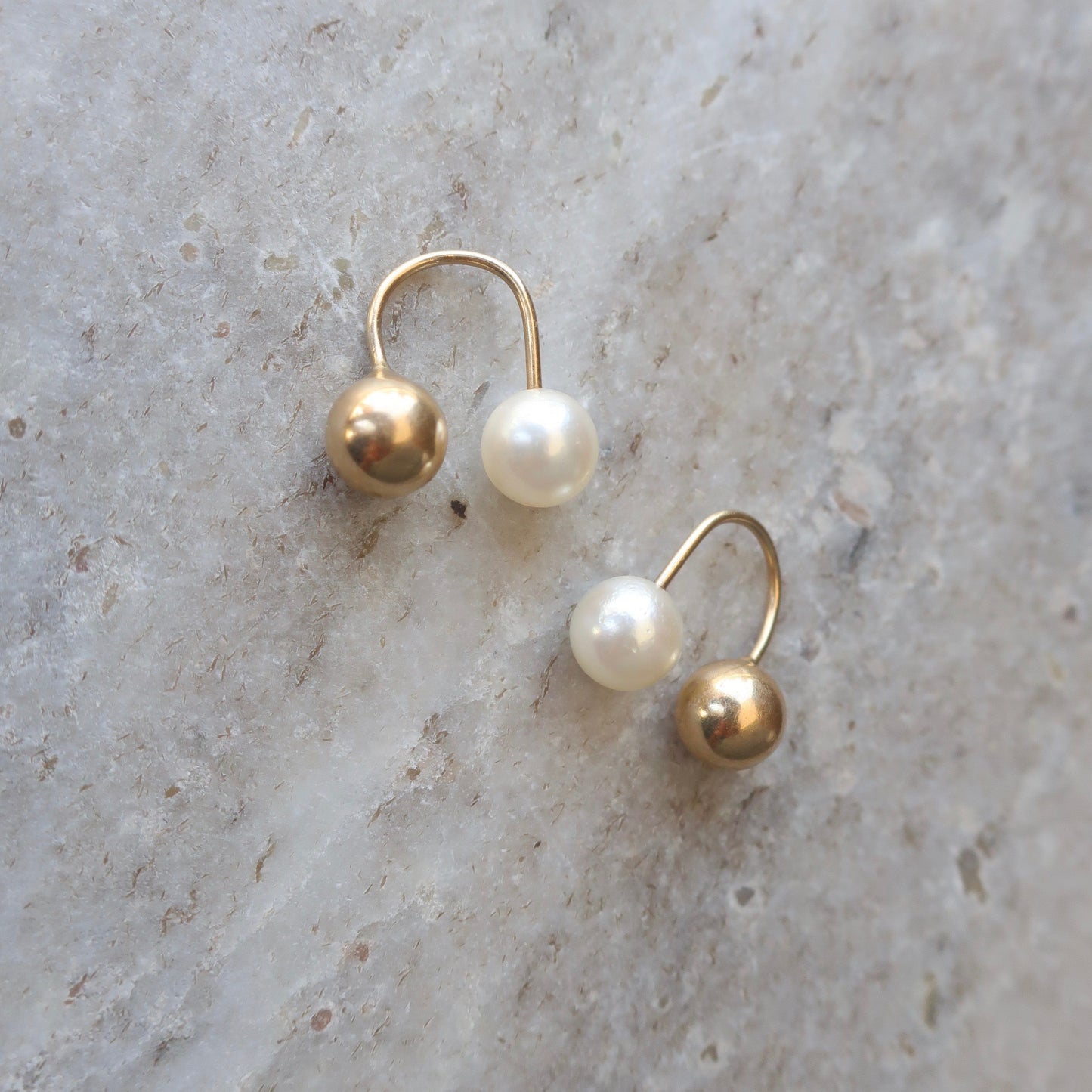 Vintage Pearl and Gold Cuff Earrings