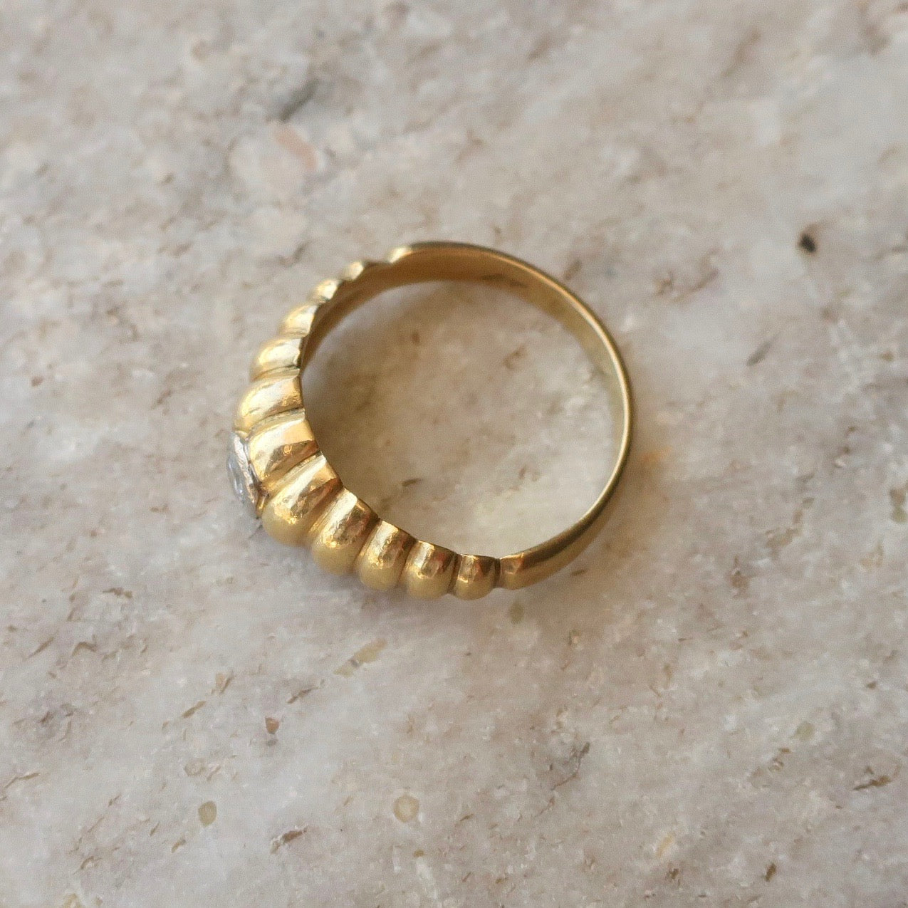 Vintage Deco Modern 18kt Diamond Band