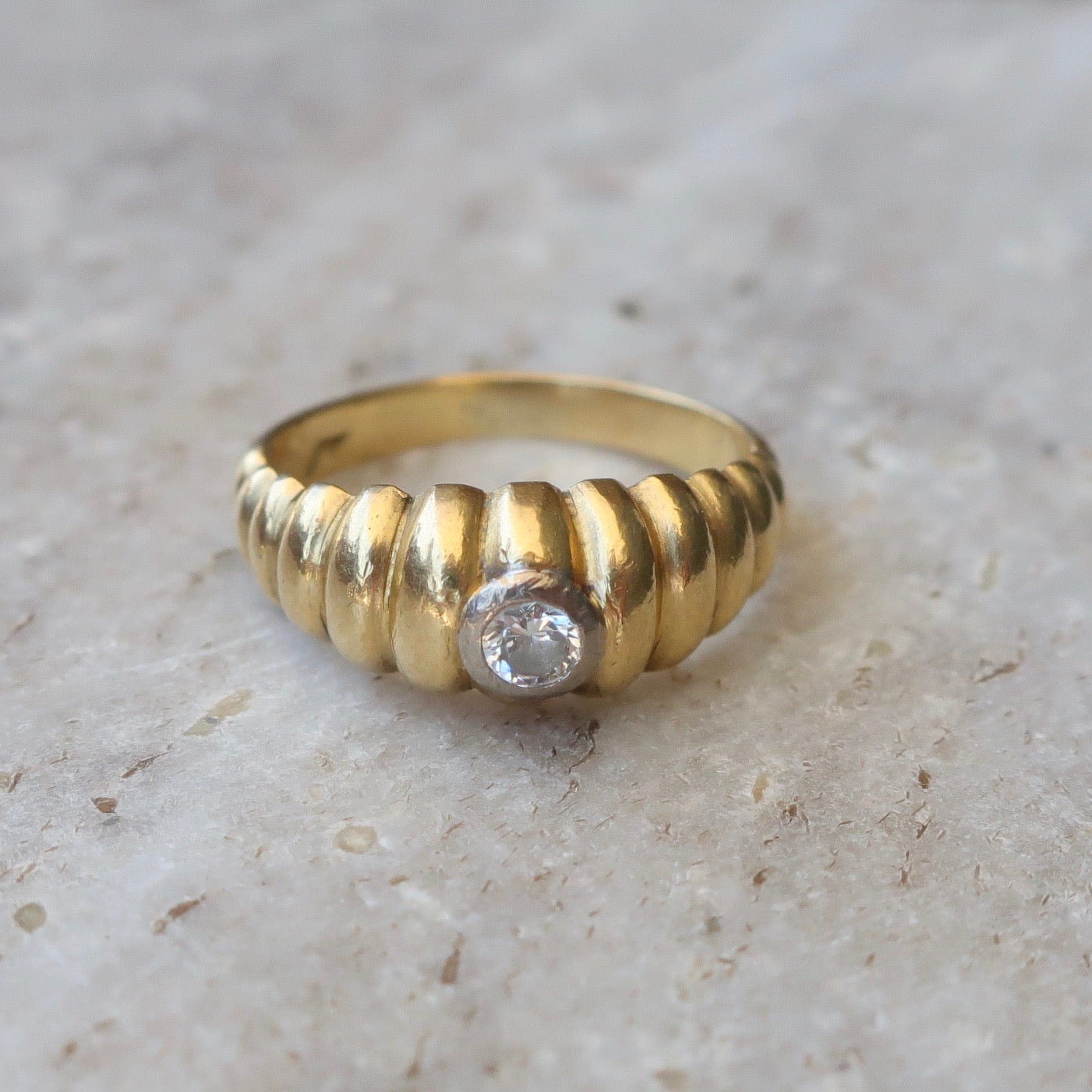 Vintage Deco Modern 18kt Diamond Band