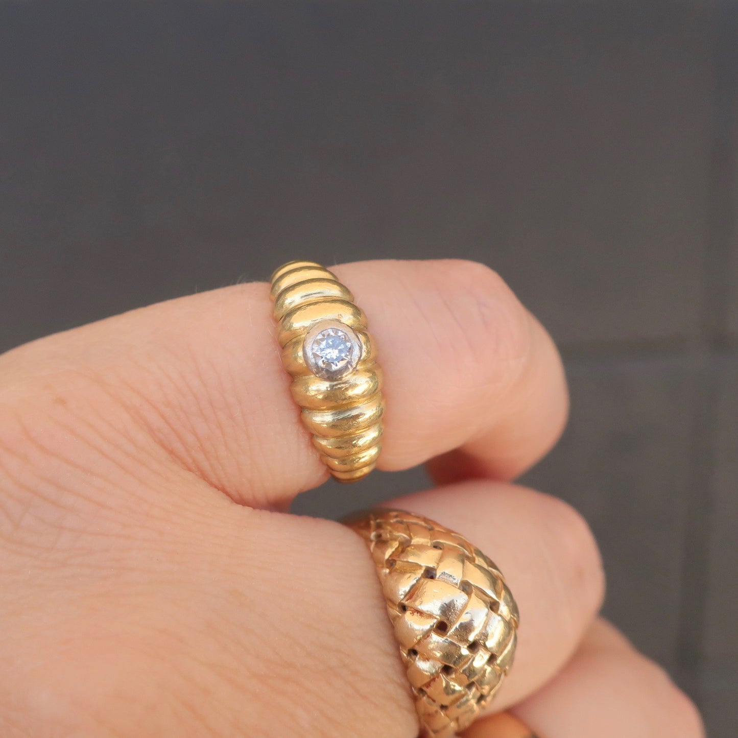 Vintage Deco Modern 18kt Diamond Band