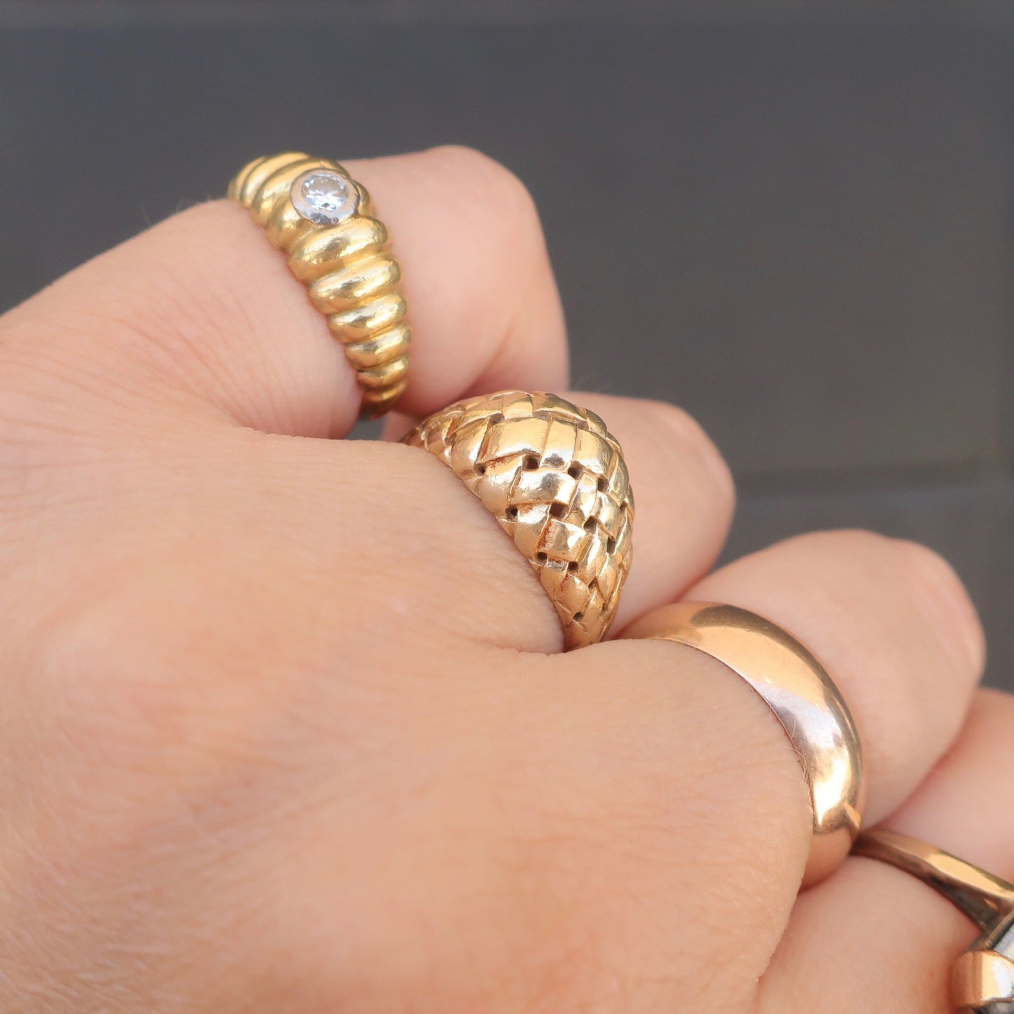 Vintage Deco Modern 18kt Diamond Band