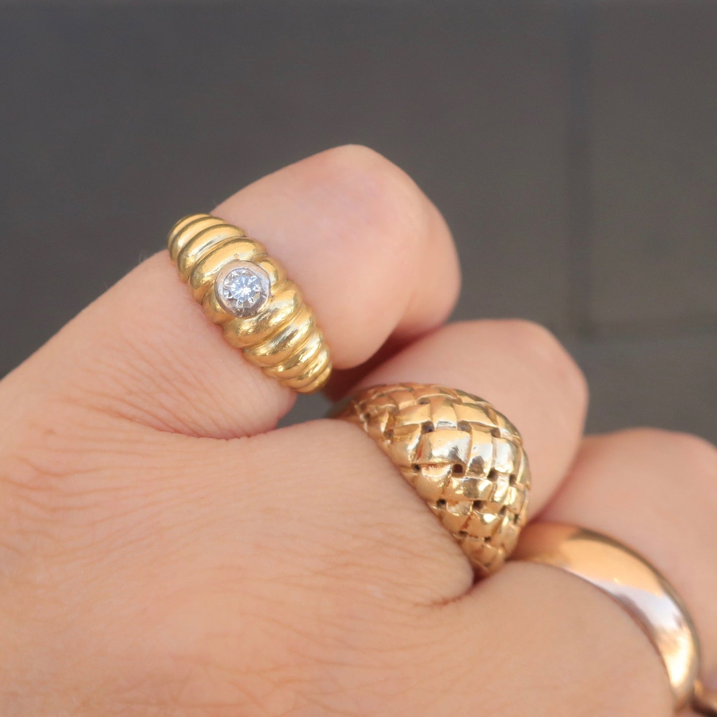 Vintage Deco Modern 18kt Diamond Band