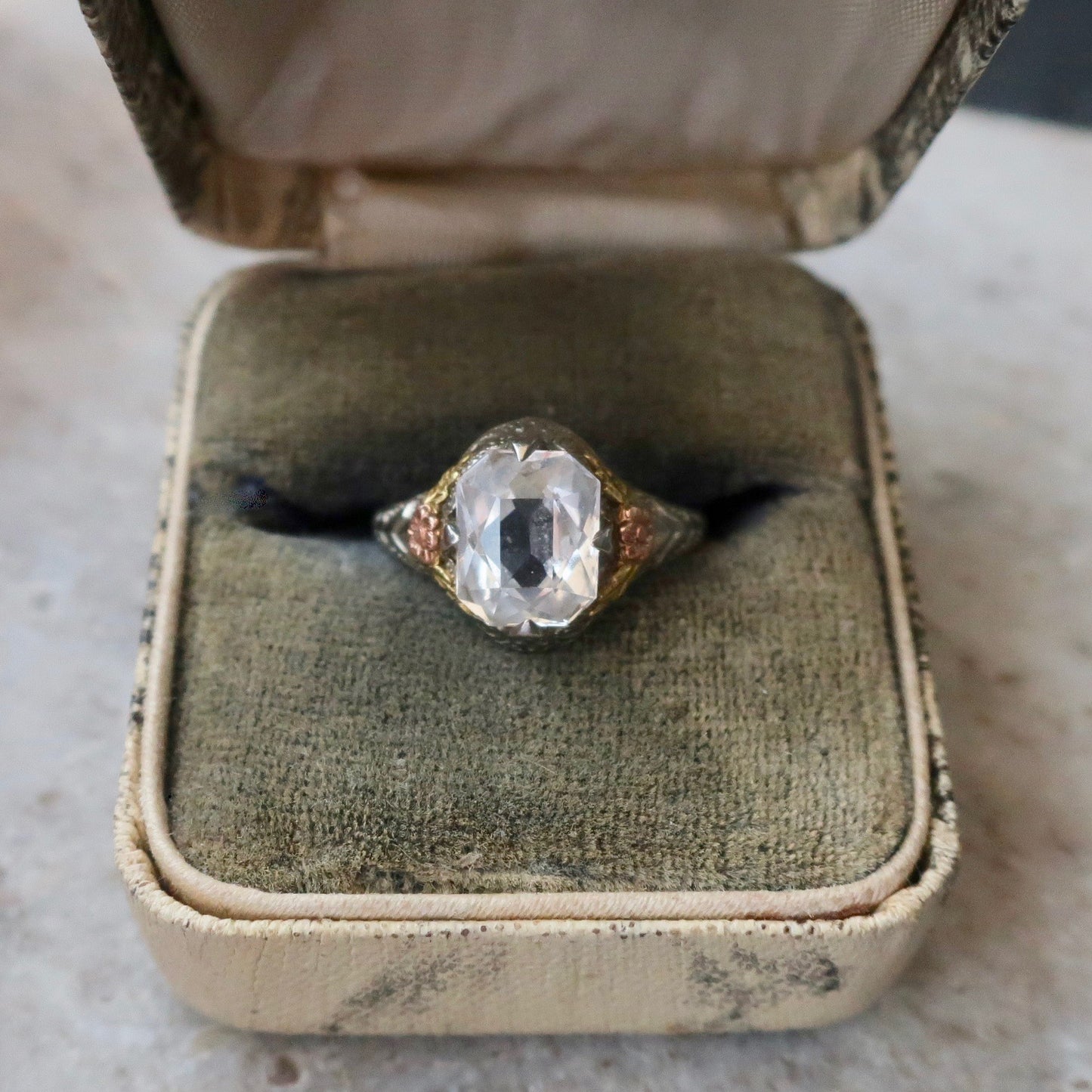 Vintage Ostby Barton Rock Crystal Filigree Ring