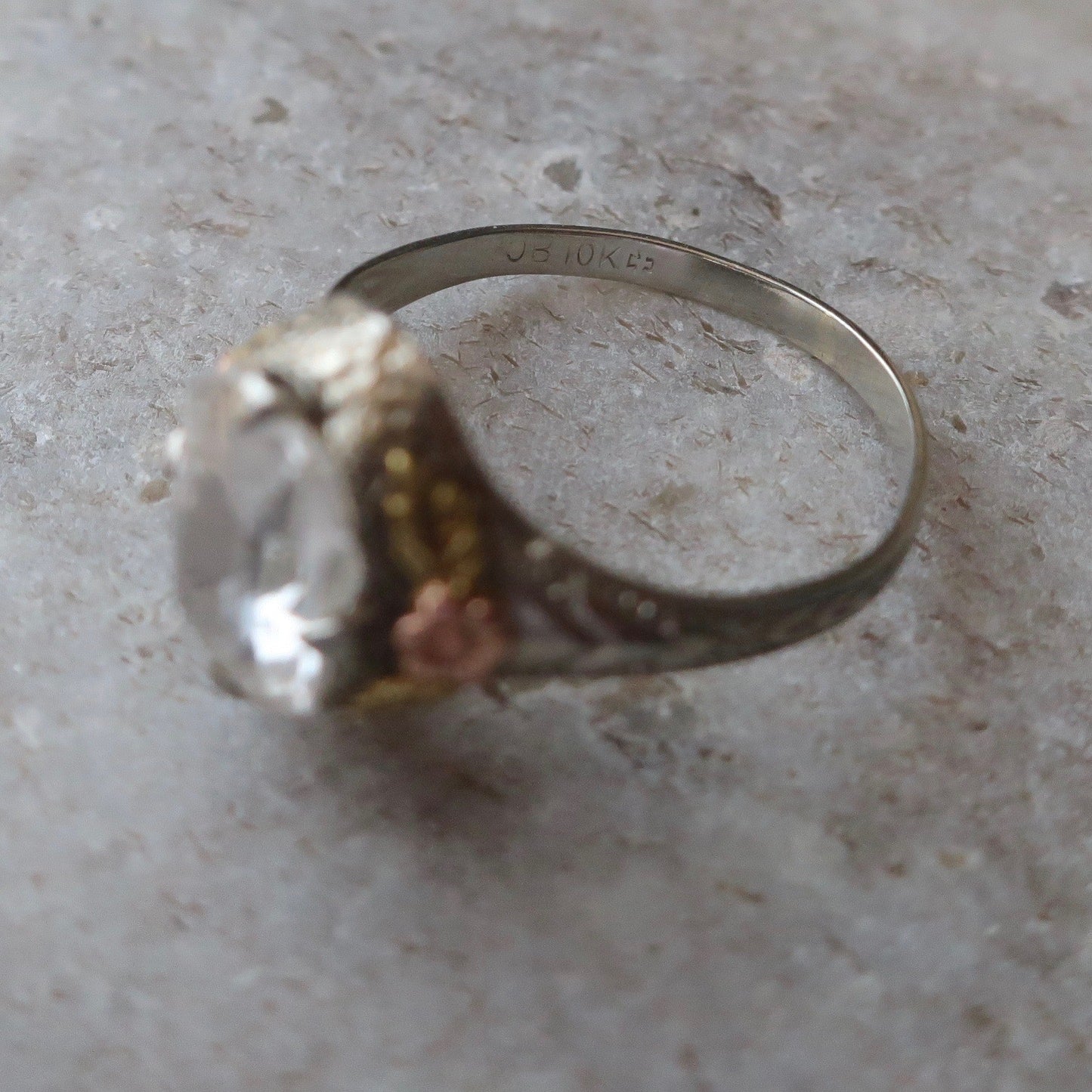 Vintage Ostby Barton Rock Crystal Filigree Ring