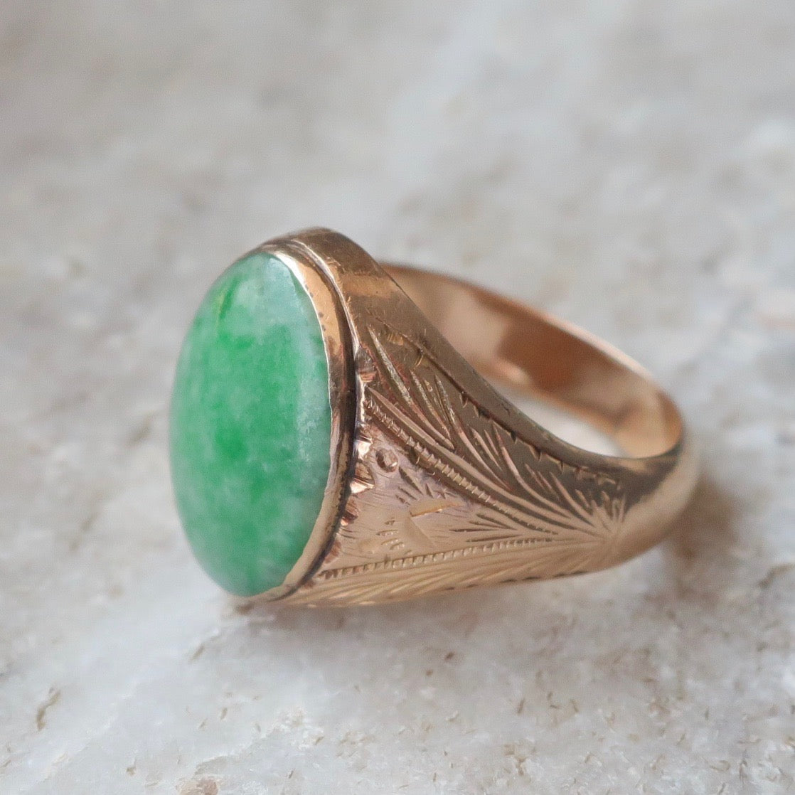Vintage Jade Signet Ring