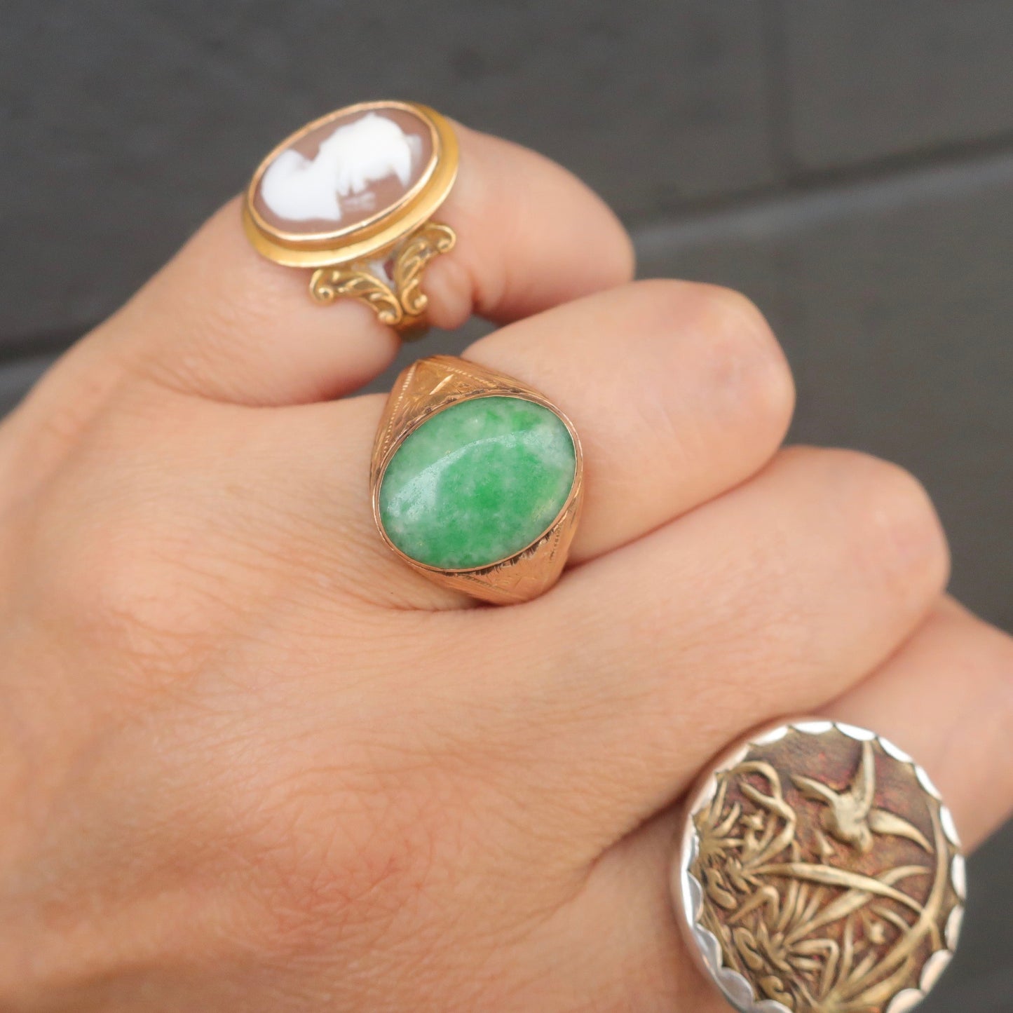 Vintage Jade Signet Ring