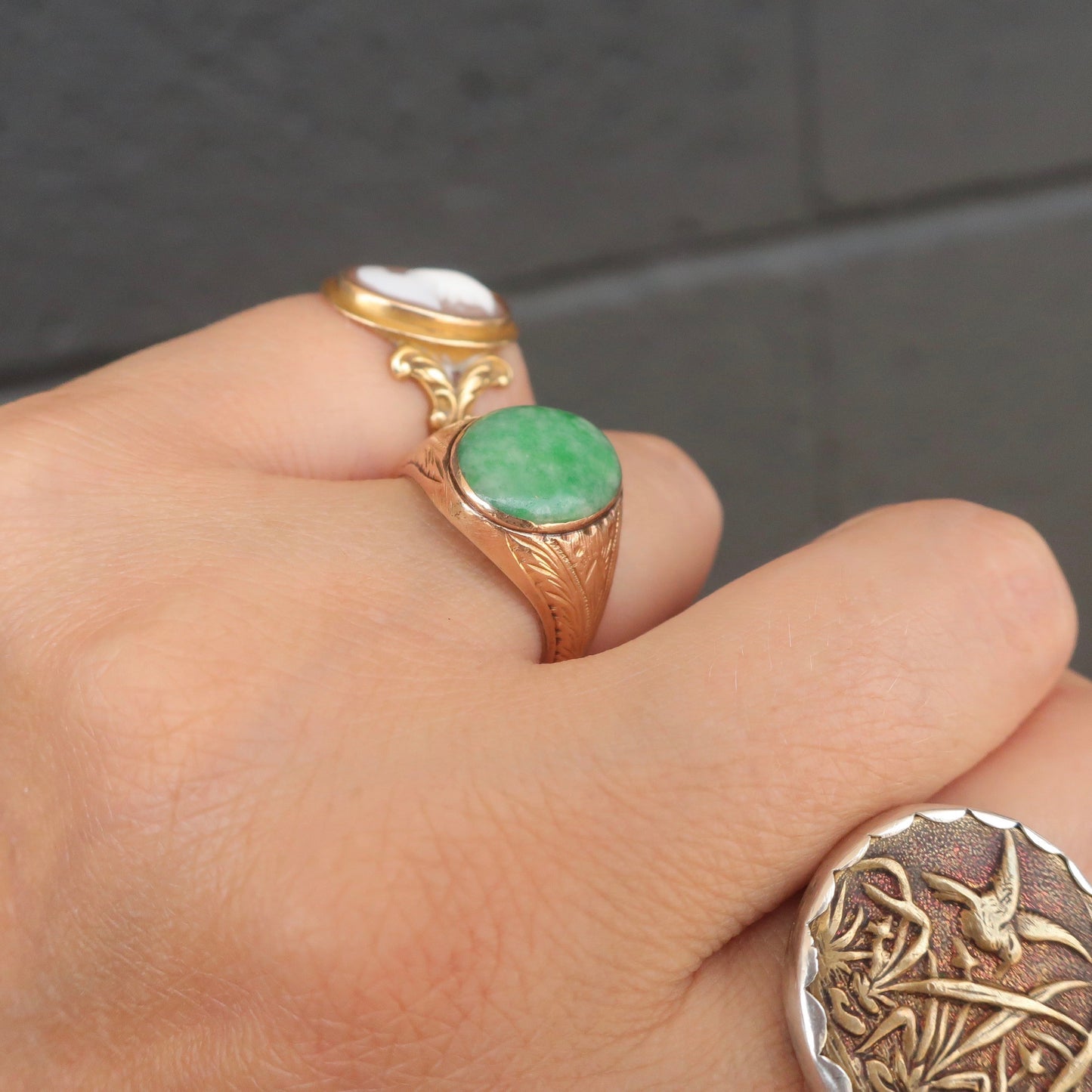 Vintage Jade Signet Ring