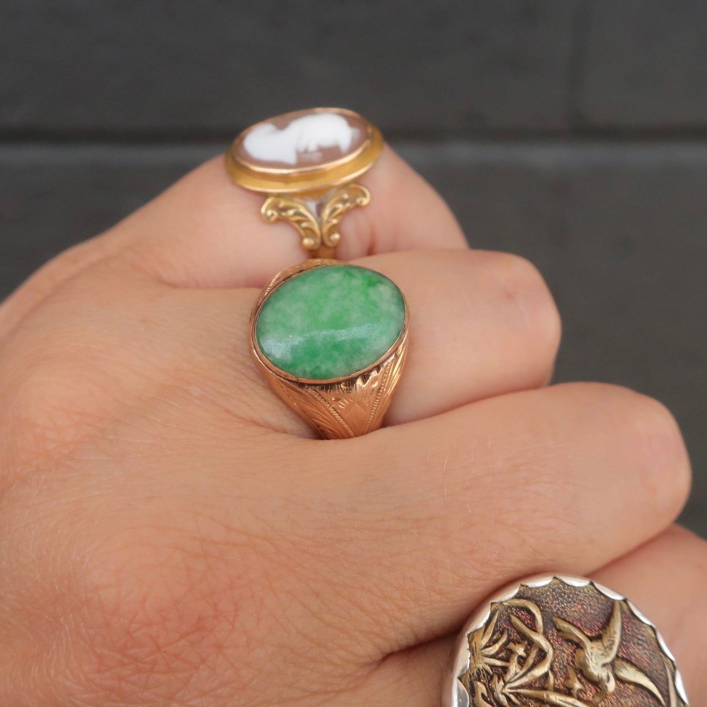 Vintage Jade Signet Ring