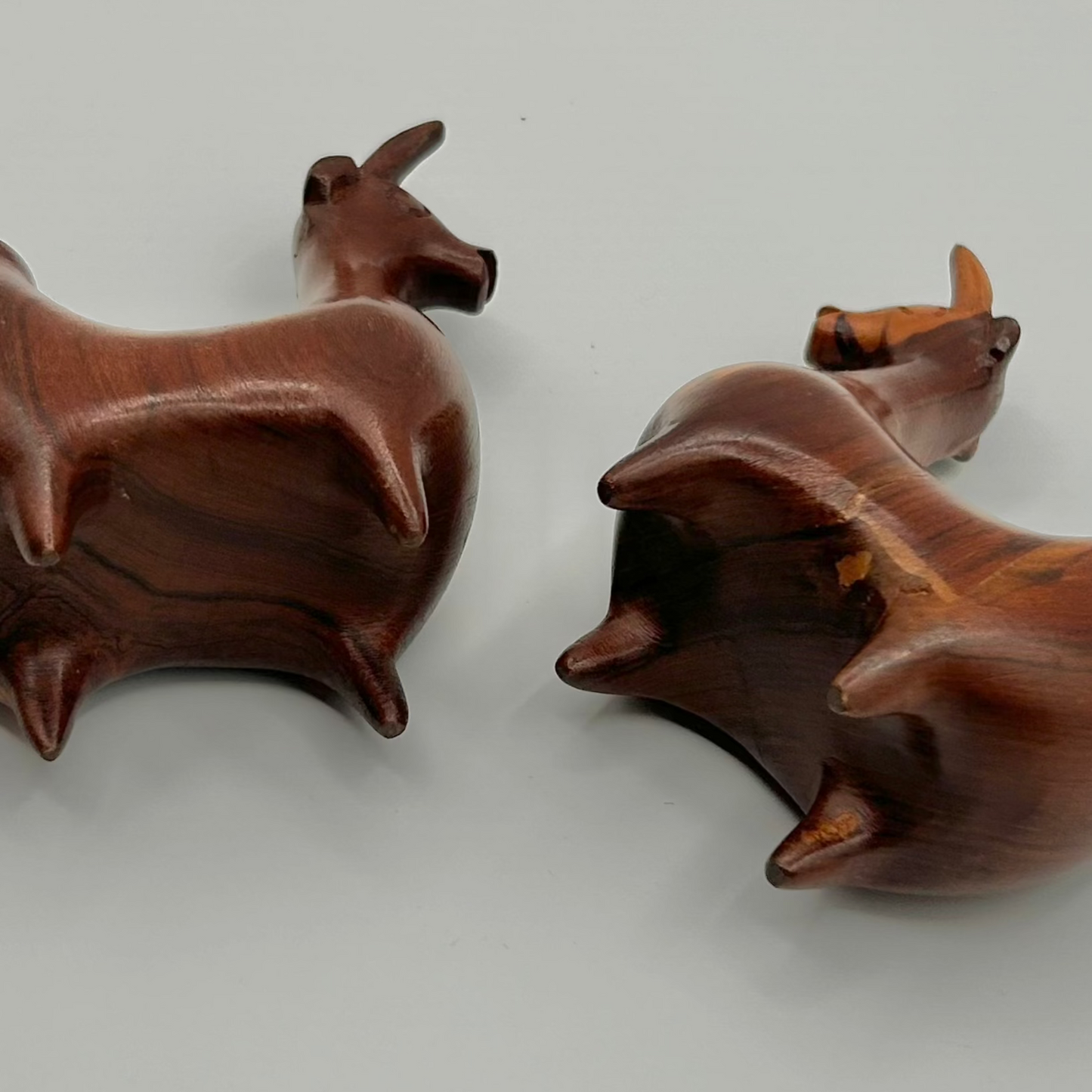 Teak-Carved Danish Goat Candleholders