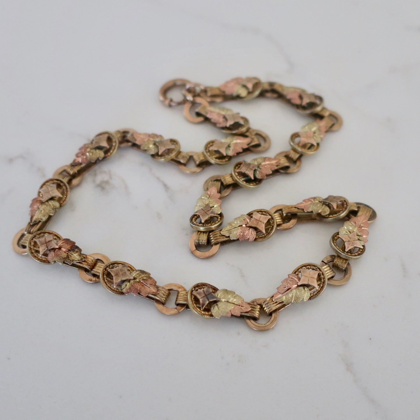 Antique Victorian Tri Colored Book Chain Necklace