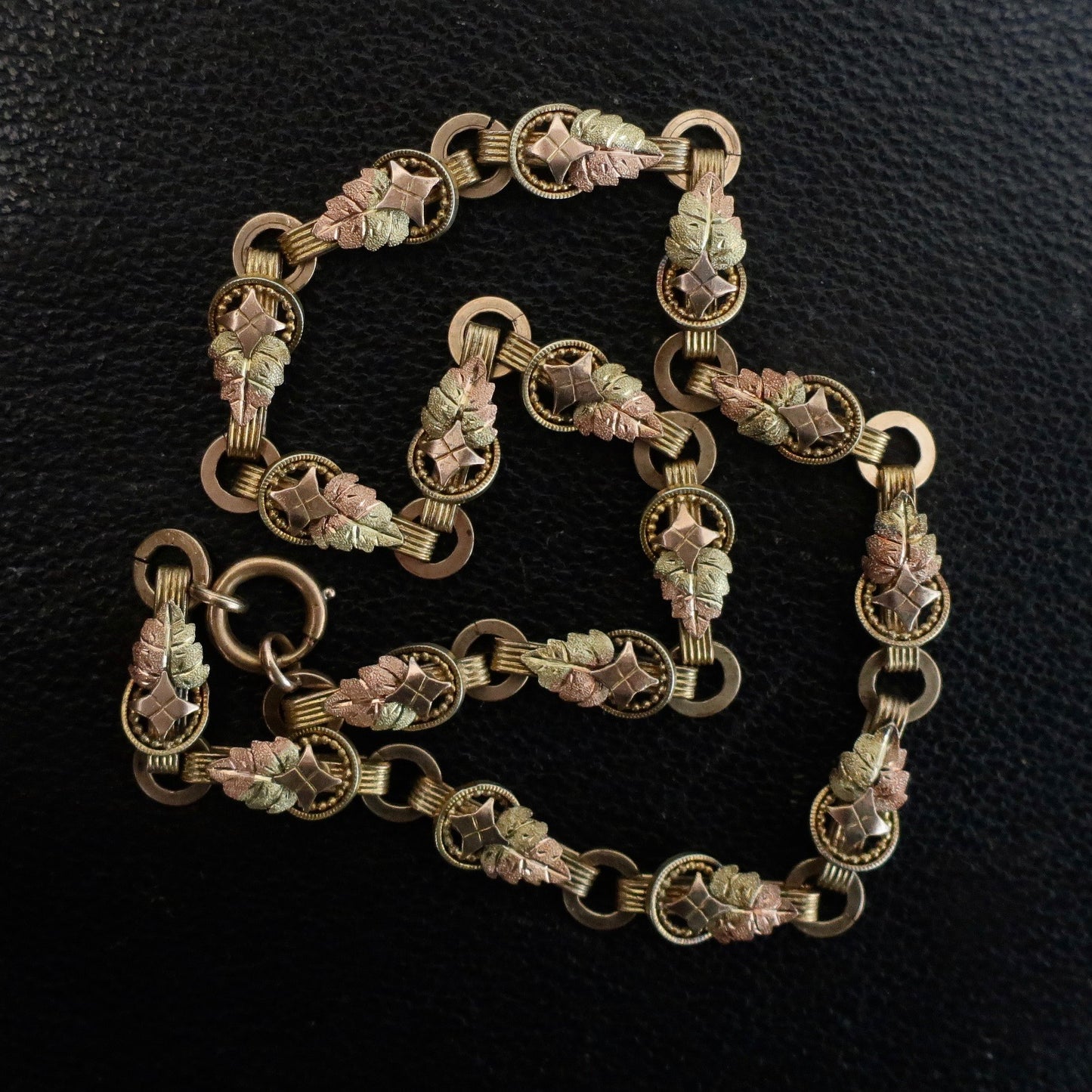 Antique Victorian Tri Colored Book Chain Necklace