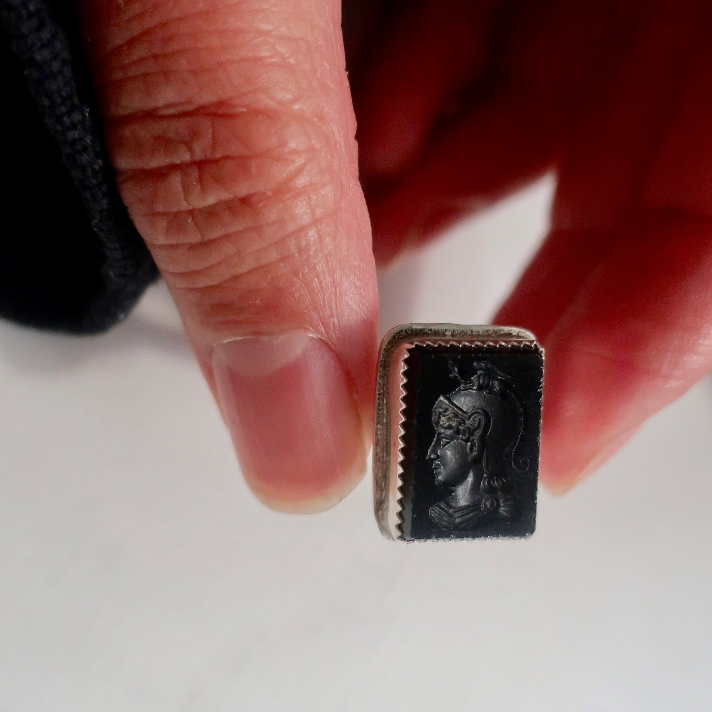 Antique Glass Intaglio Sterling Ring