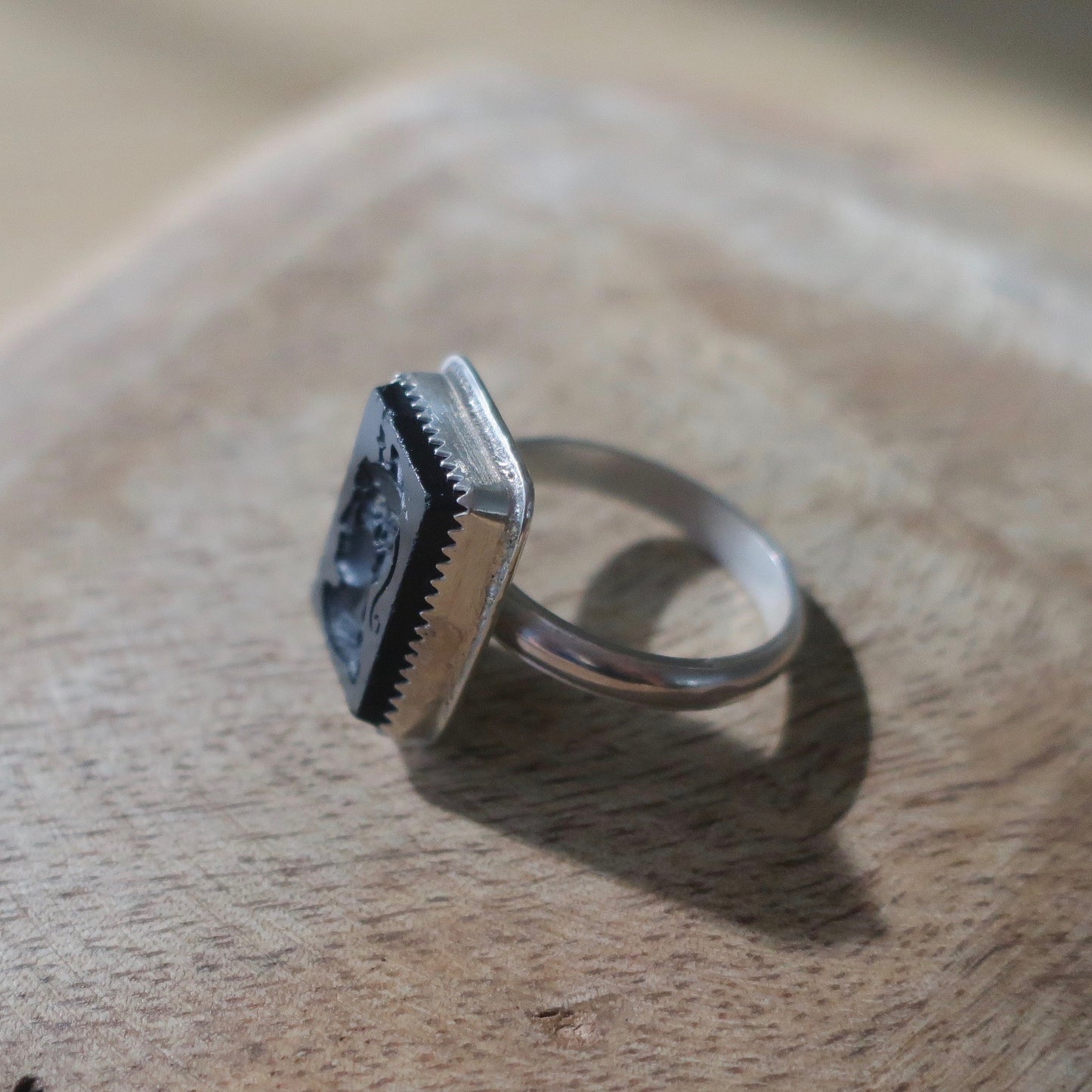 Antique Glass Intaglio Sterling Ring