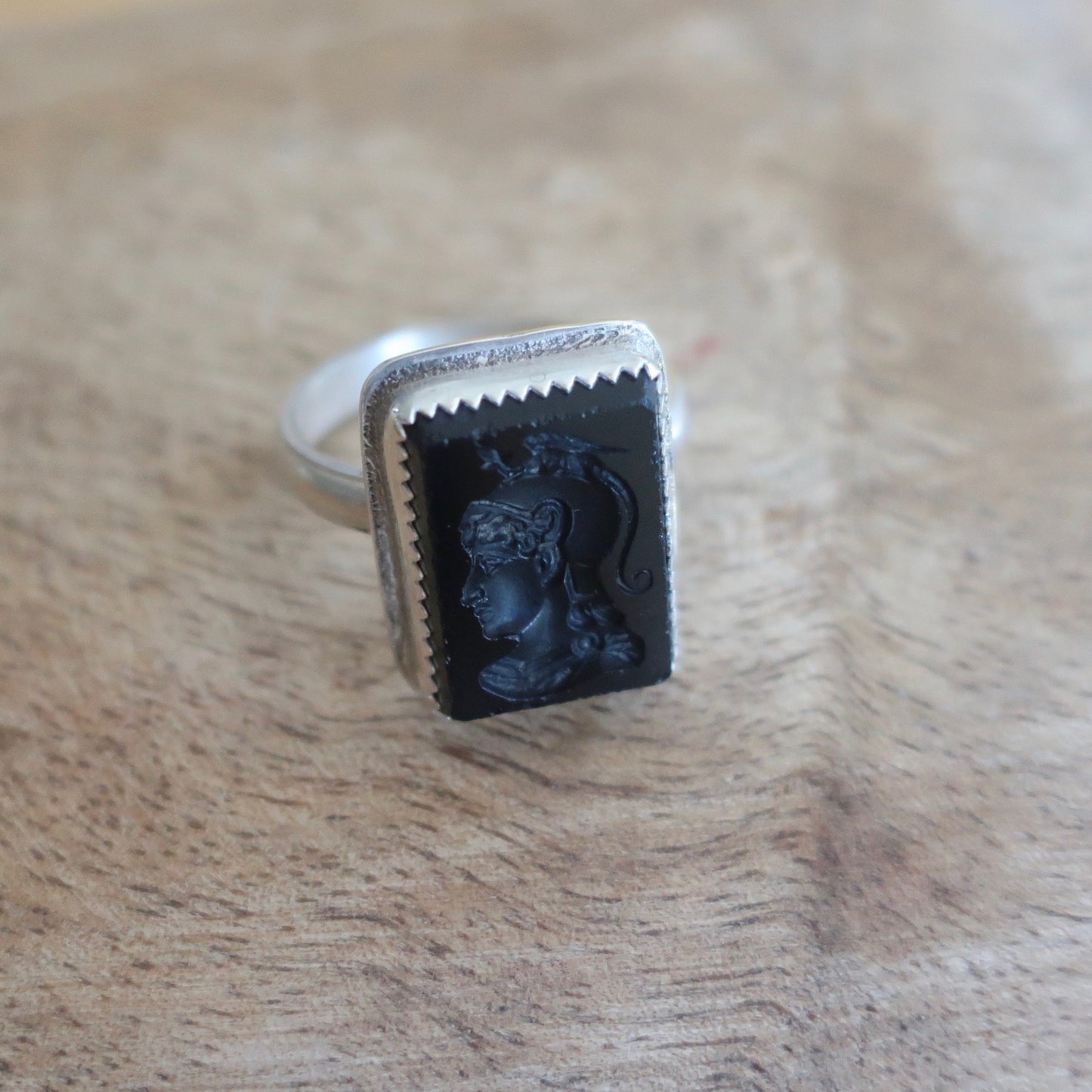 Antique Glass Intaglio Sterling Ring