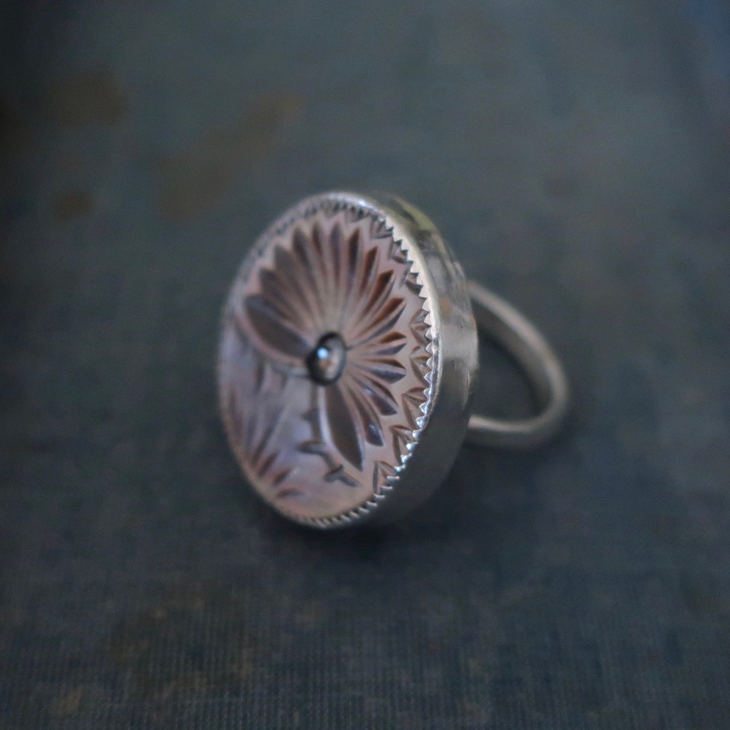 Antique Mother of Pearl Button Ring