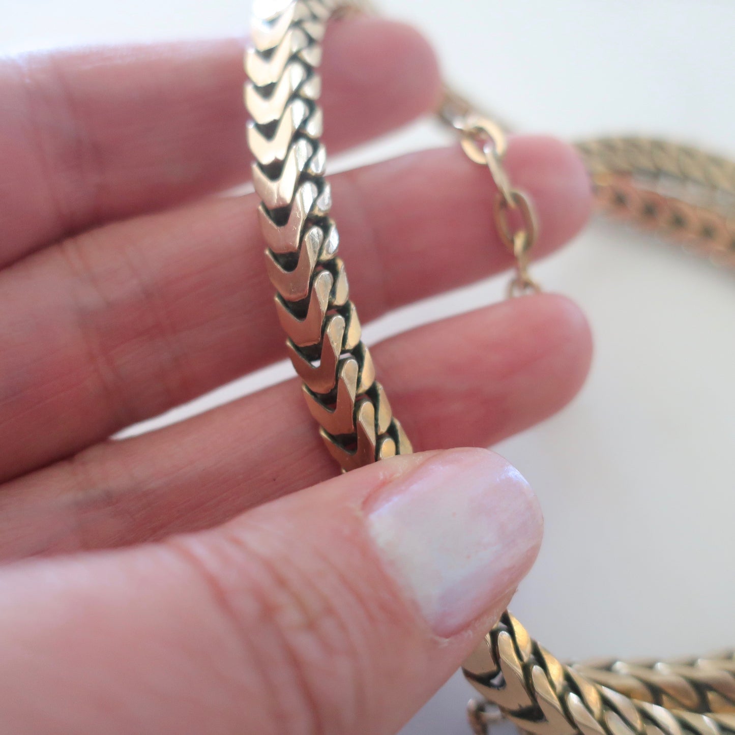 Rare Vintage Heavy Gold Filled Box Chain Necklace