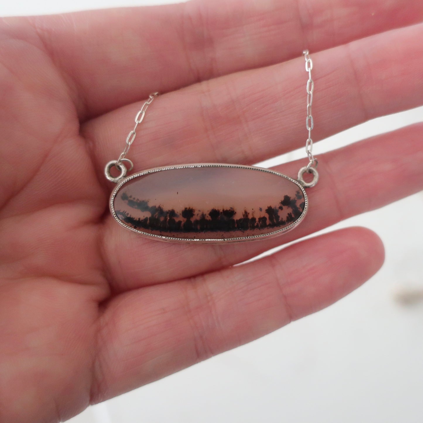 Vintage Art Deco Dendritic Agate Pendant Pendant
