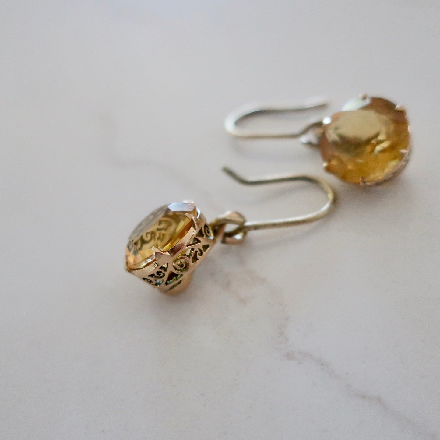 Vintage 14kt Gold Citrine Earrings