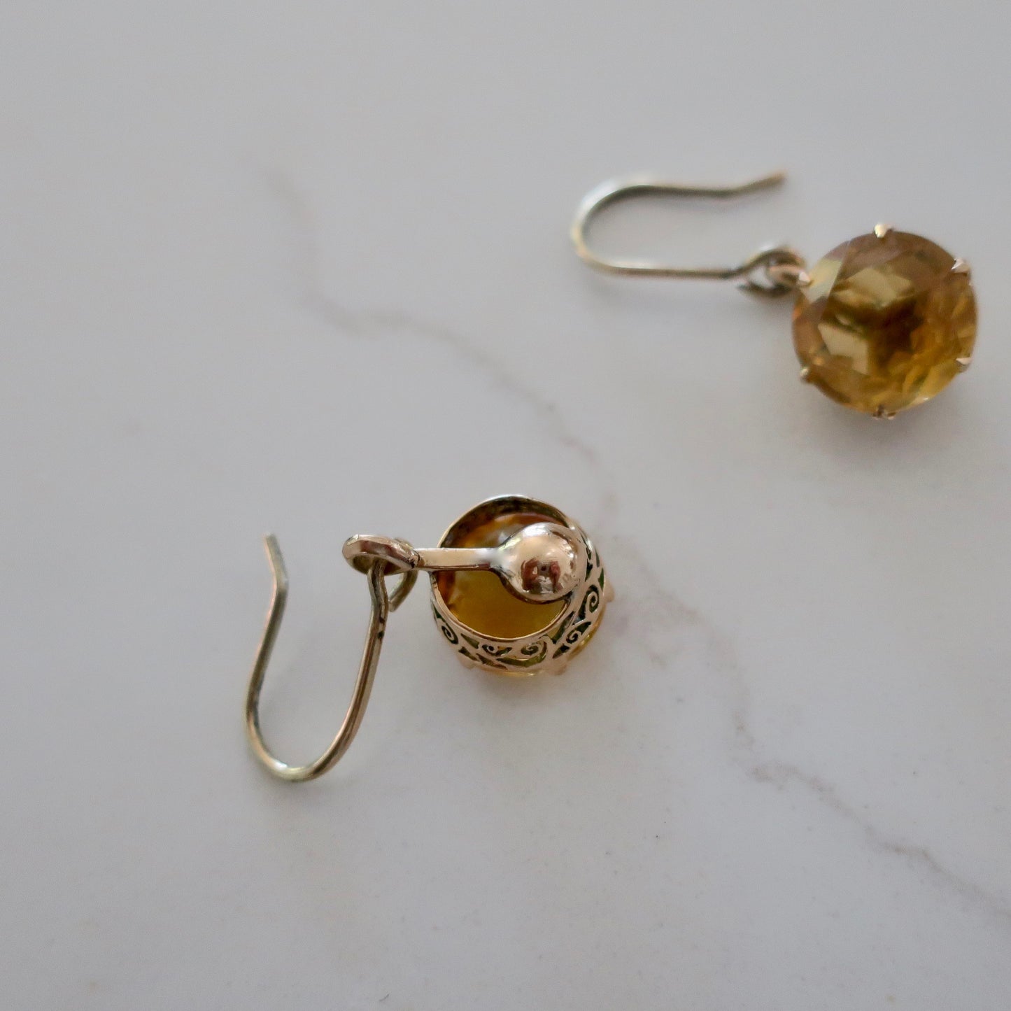 Vintage 14kt Gold Citrine Earrings