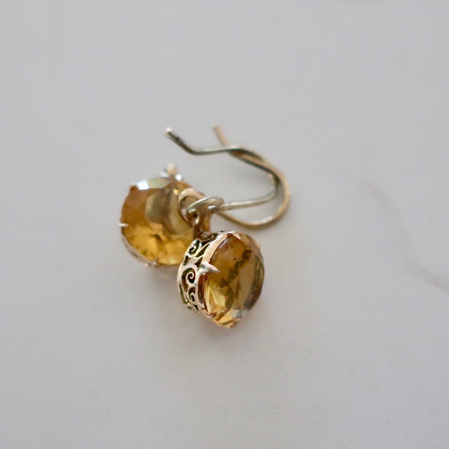 Vintage 14kt Gold Citrine Earrings