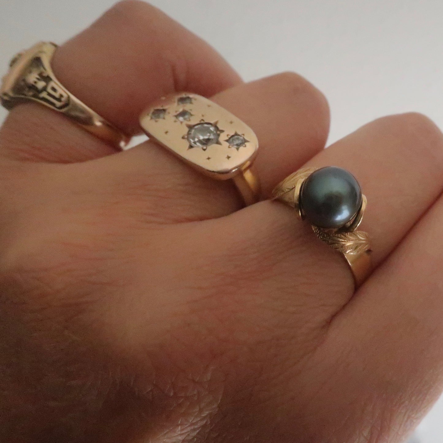 Vintage 14kt Gold And Black Pearl Ring