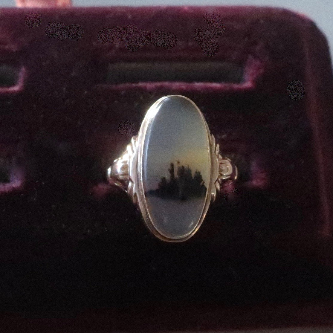 Vintage Art Deco Dendritic Agate Ring
