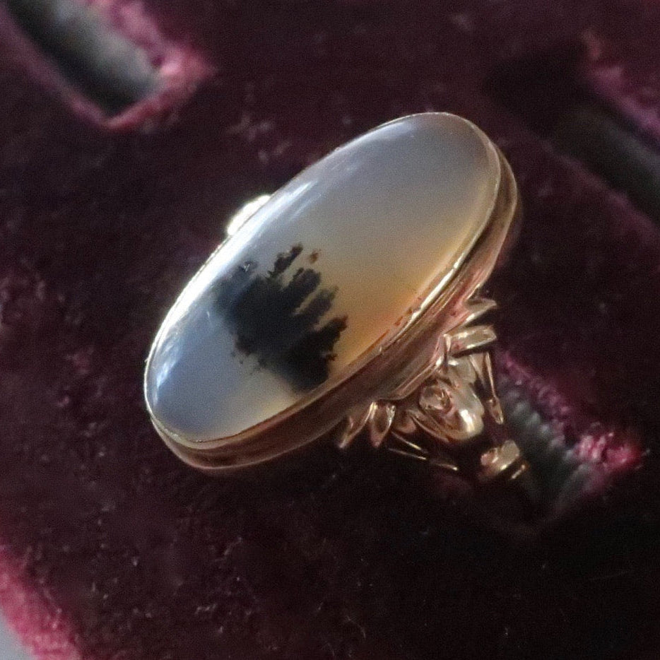 Vintage Art Deco Dendritic Agate Ring