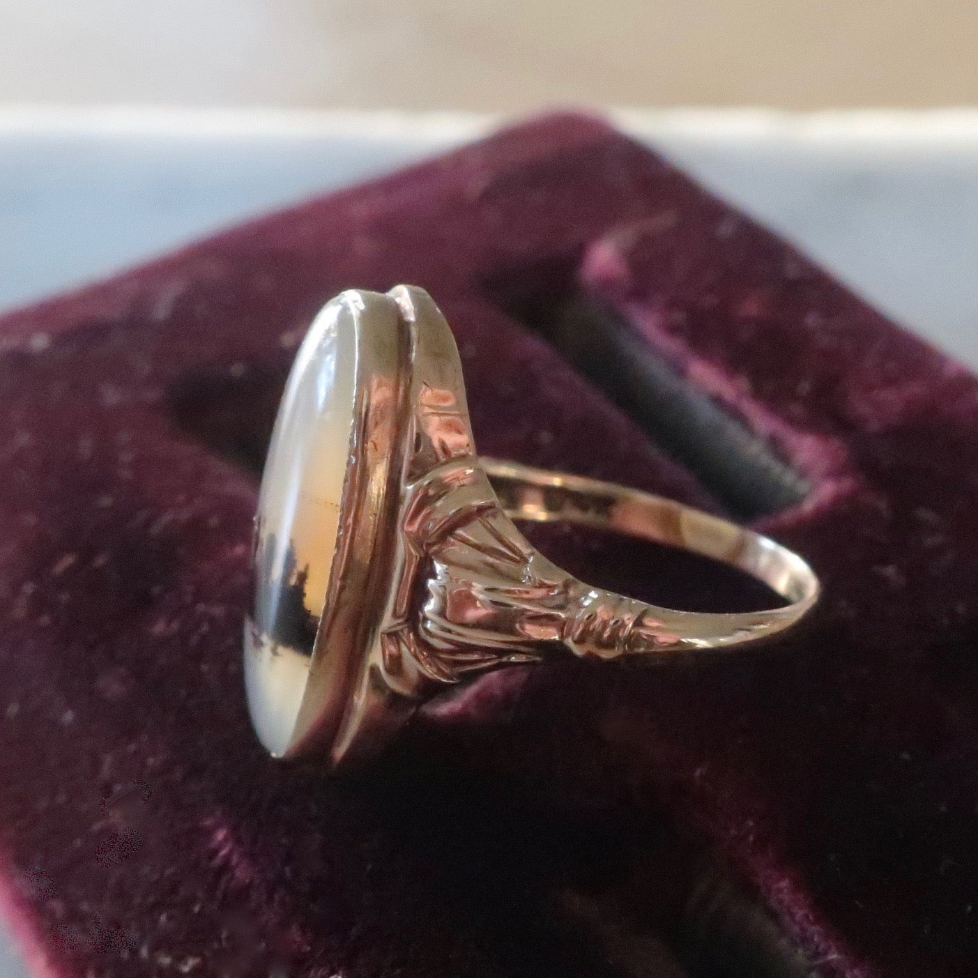 Vintage Art Deco Dendritic Agate Ring