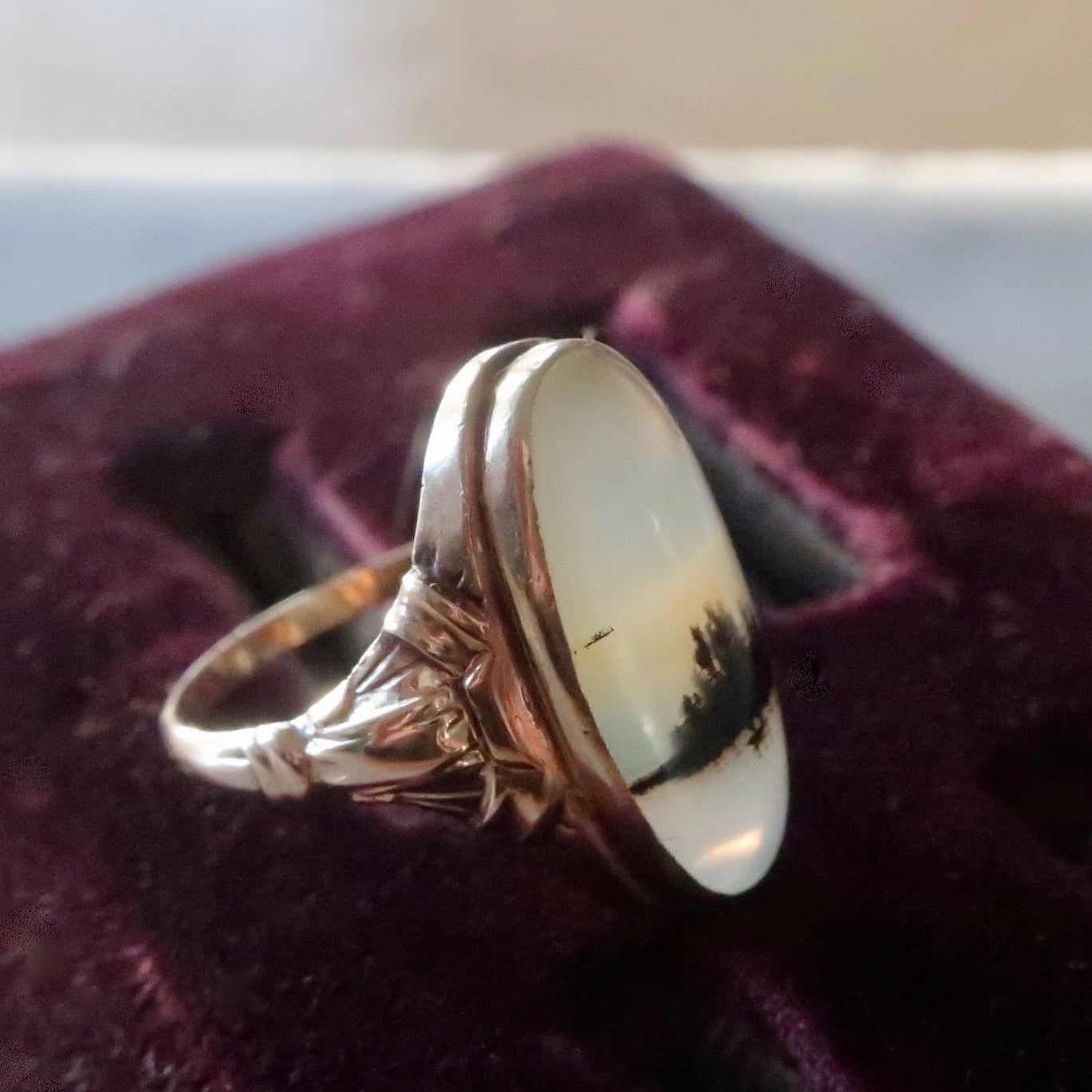 Vintage Art Deco Dendritic Agate Ring