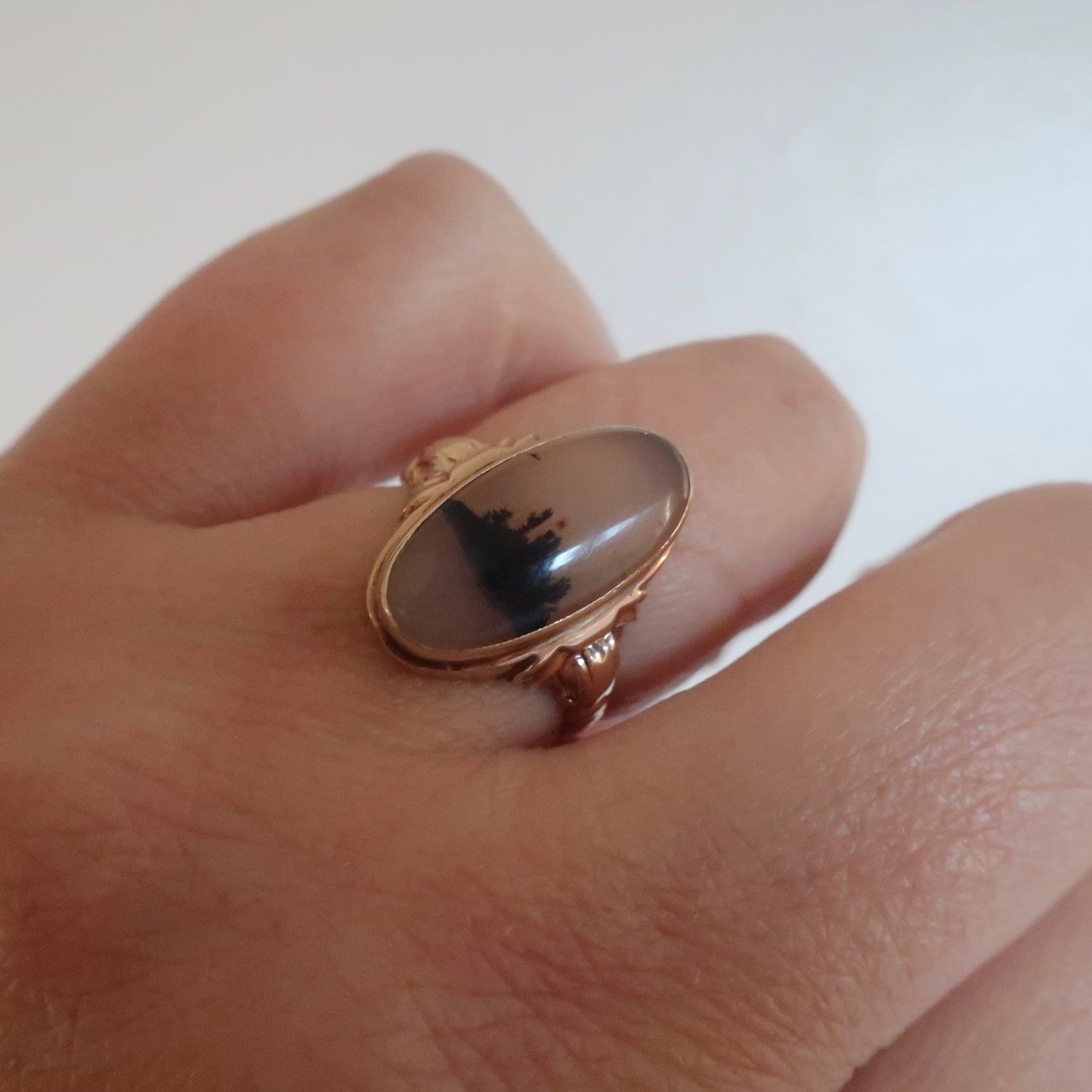 Vintage Art Deco Dendritic Agate Ring