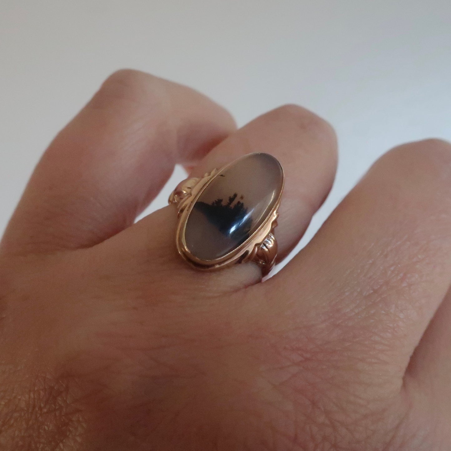 Vintage Art Deco Dendritic Agate Ring