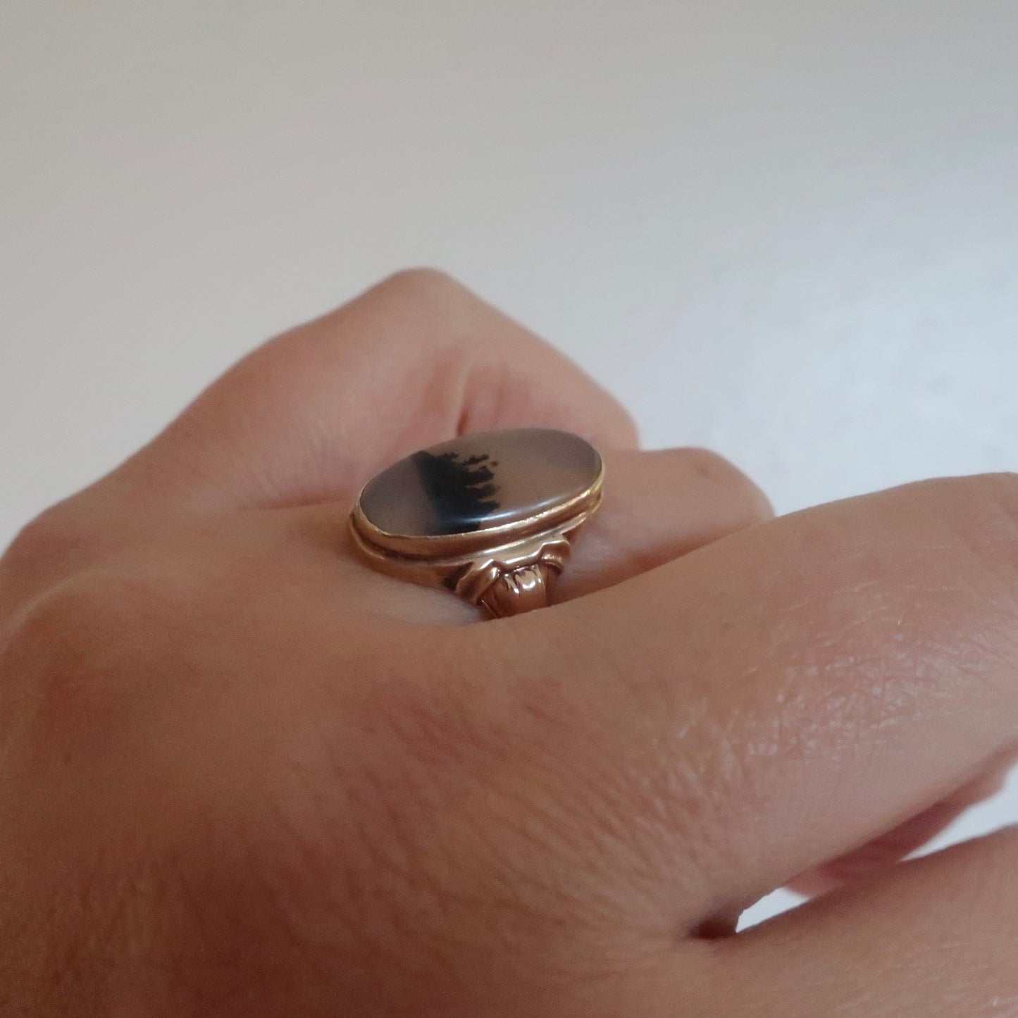 Vintage Art Deco Dendritic Agate Ring