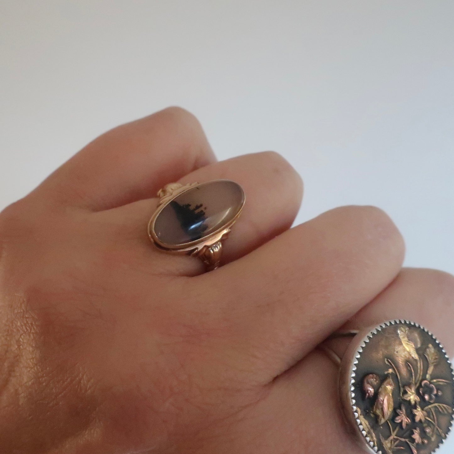 Vintage Art Deco Dendritic Agate Ring