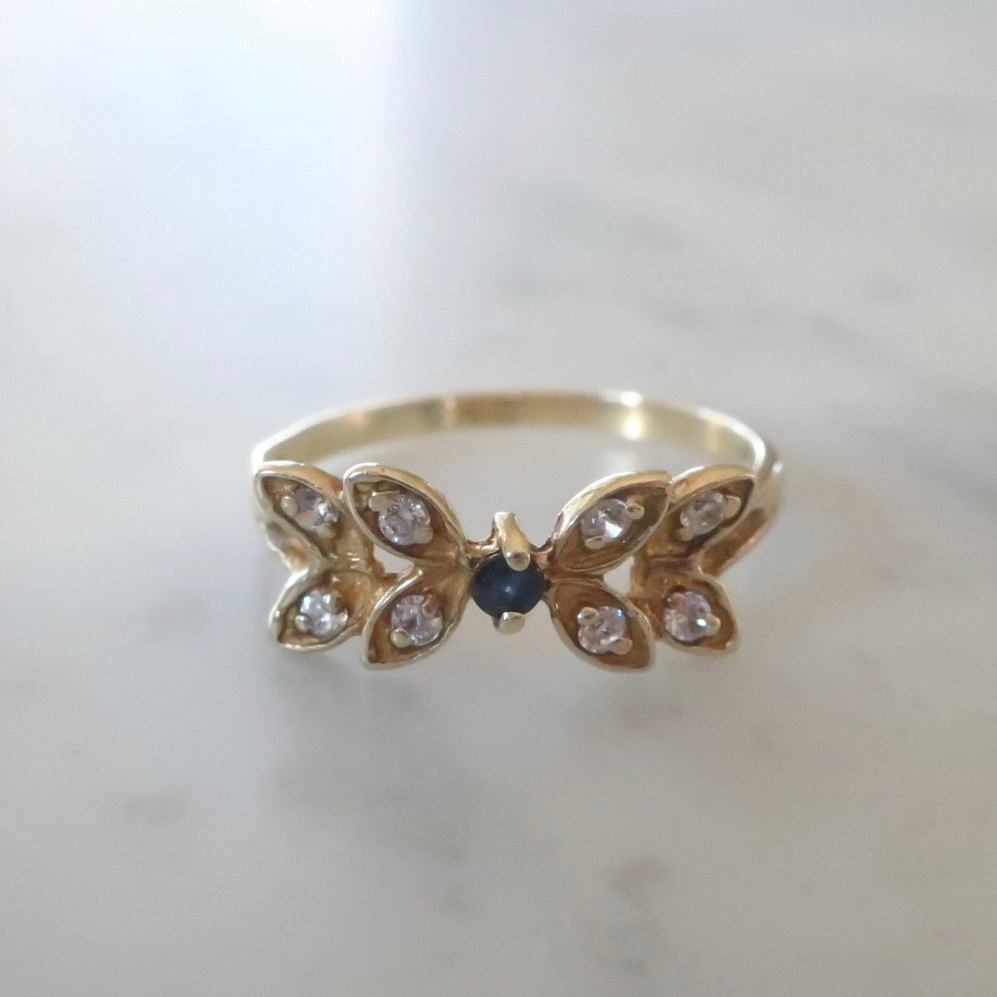 Vintage Diamond and Sapphire Leaf Ring