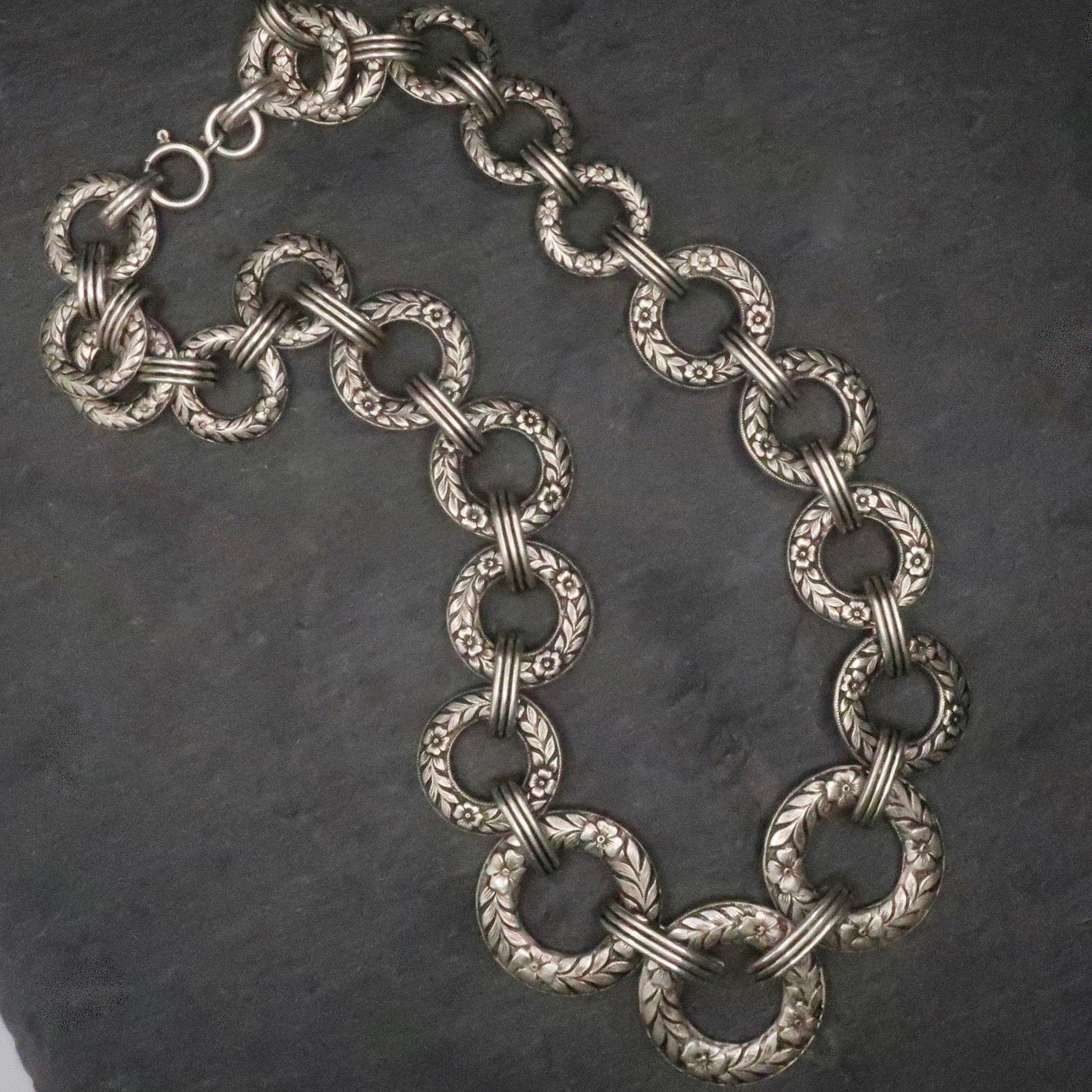 Vintage Sterling Orange Blossom Linked Necklace