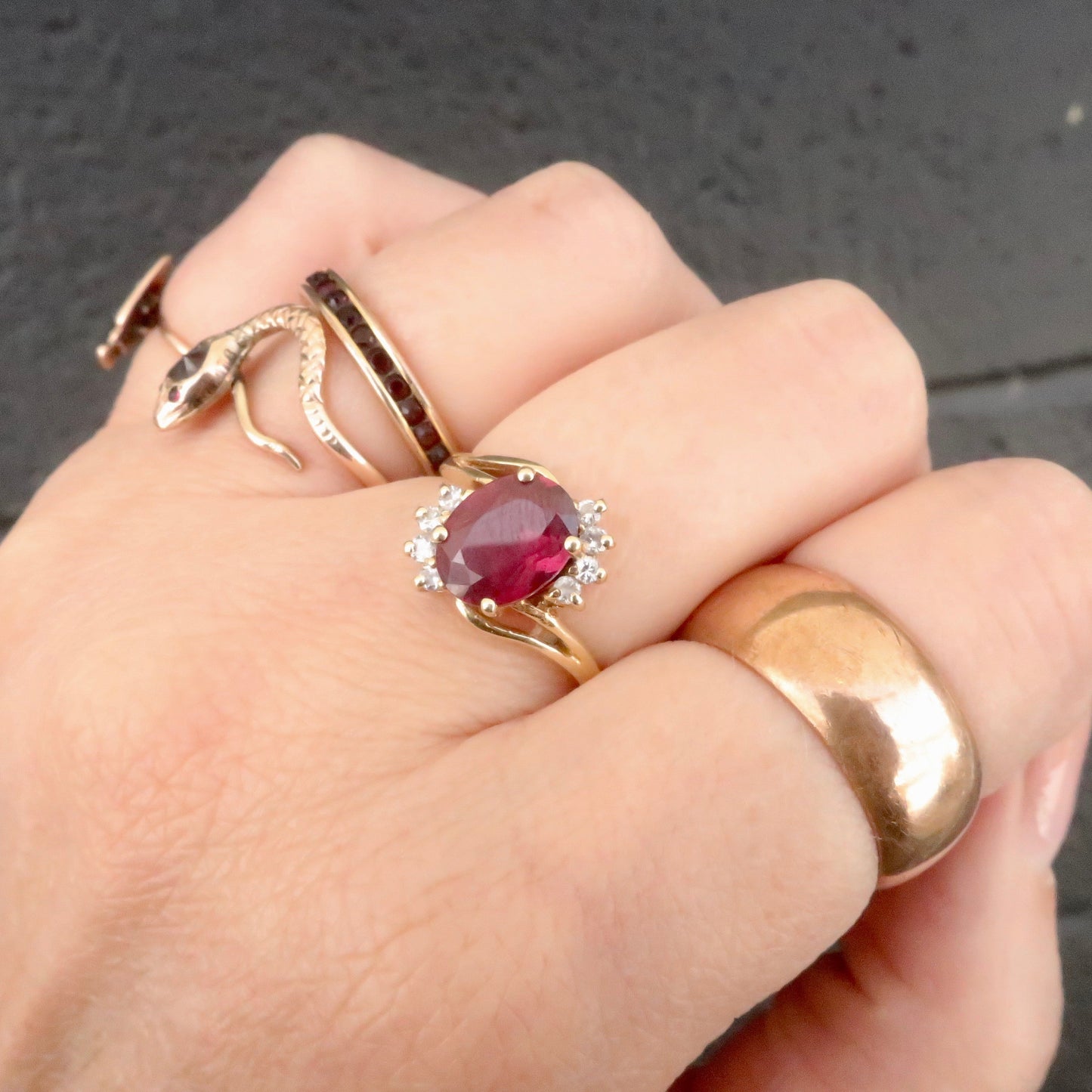 Vintage Garnet Diamond Ring