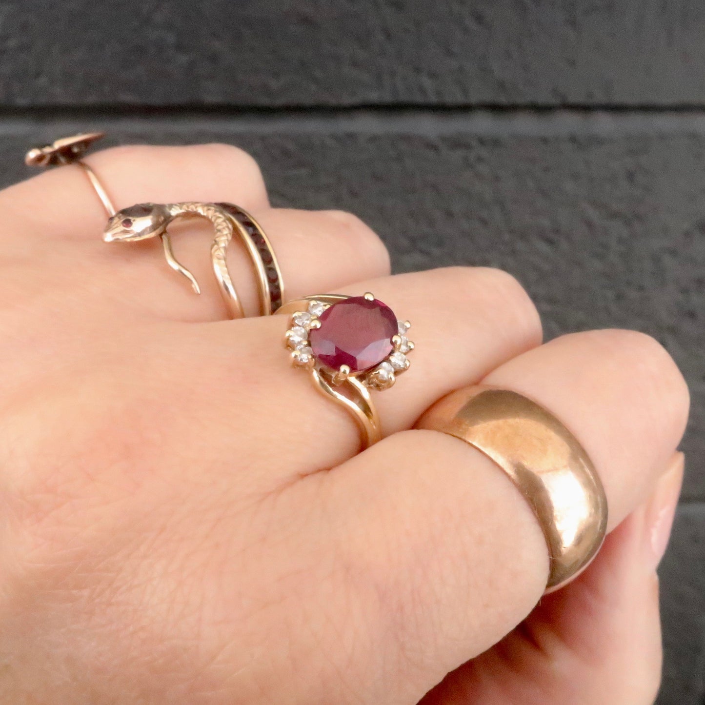 Vintage Garnet Diamond Ring