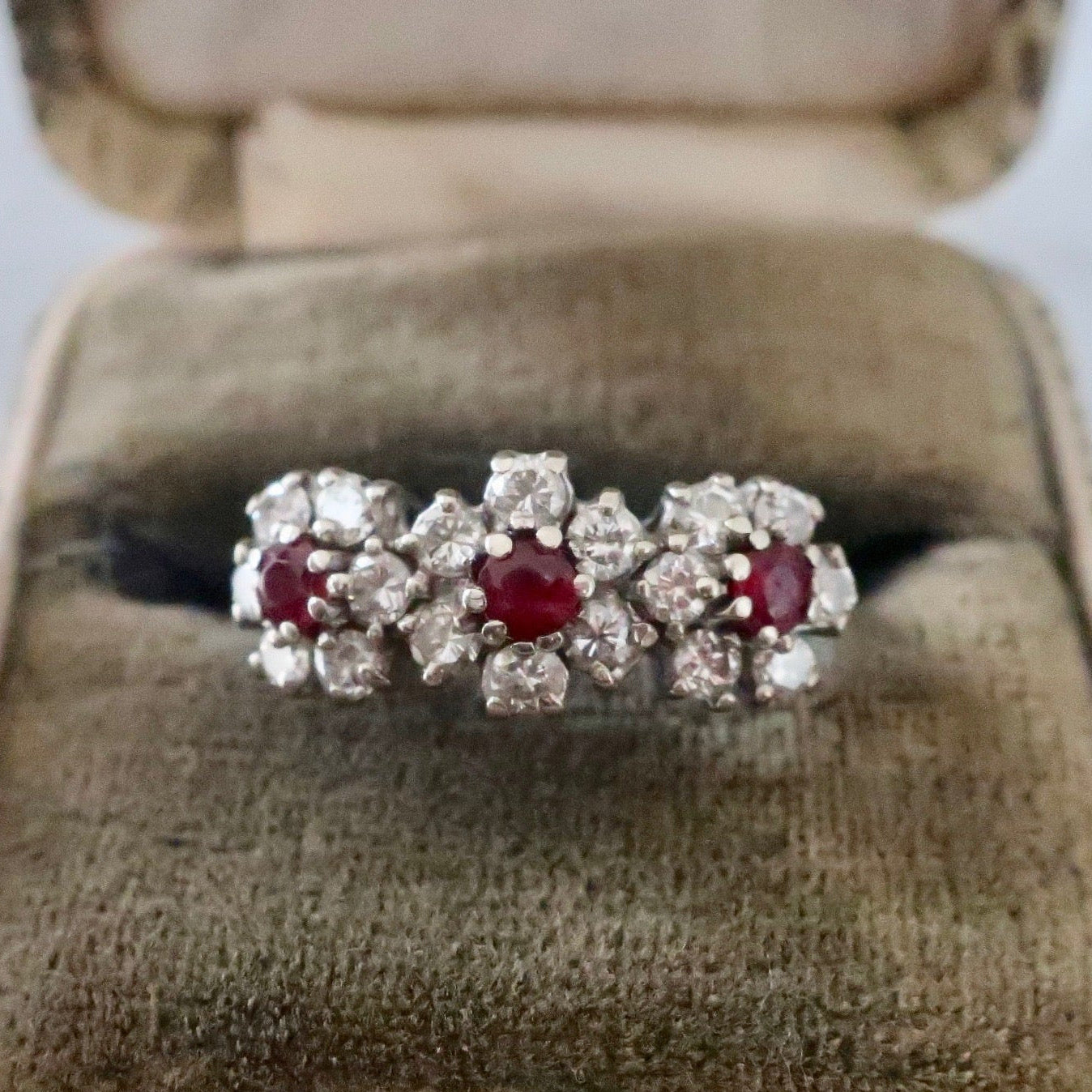 Vintage Diamond and Ruby Flower Band
