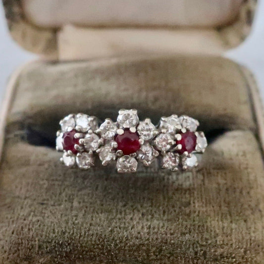 Vintage Diamond and Ruby Flower Band