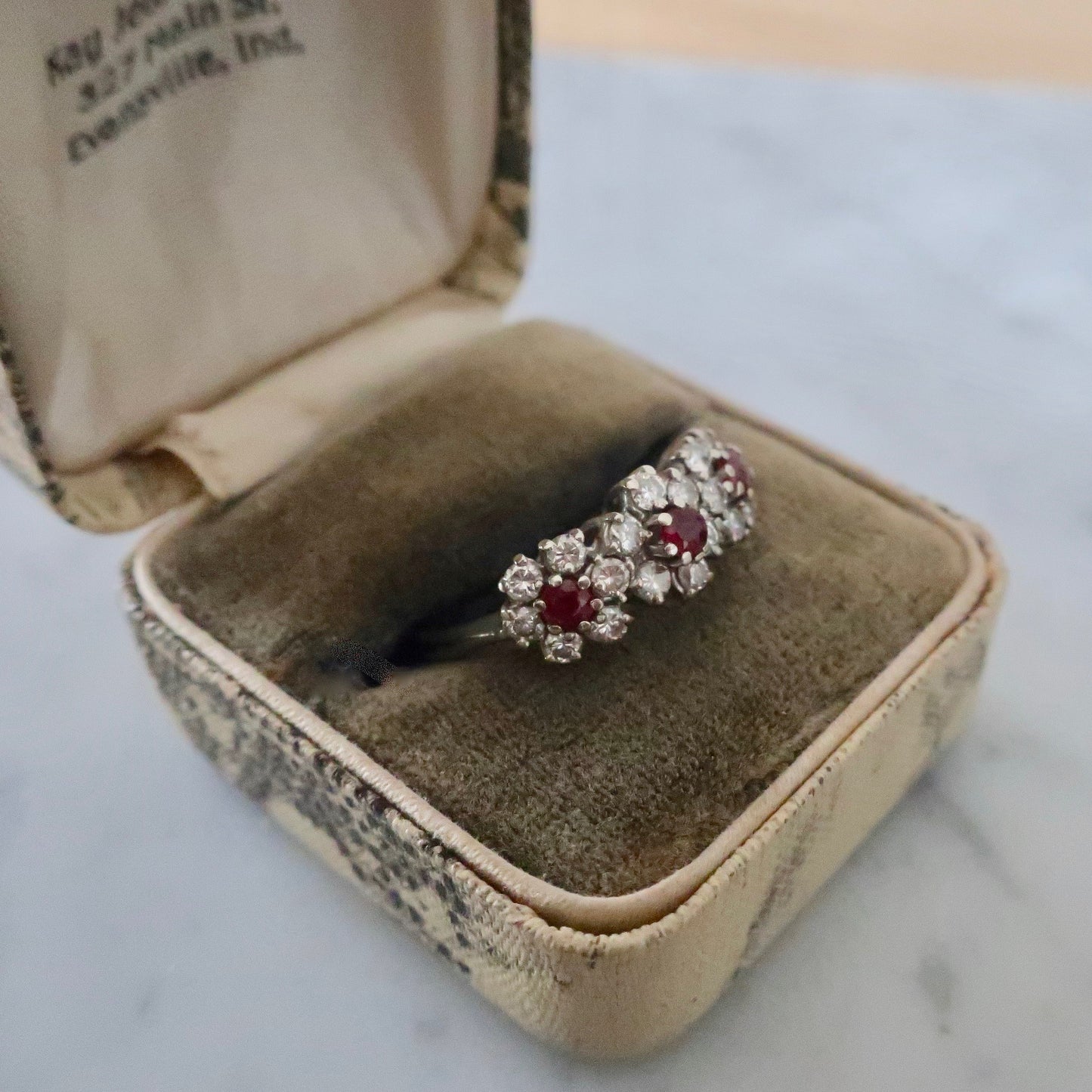 Vintage Diamond and Ruby Flower Band