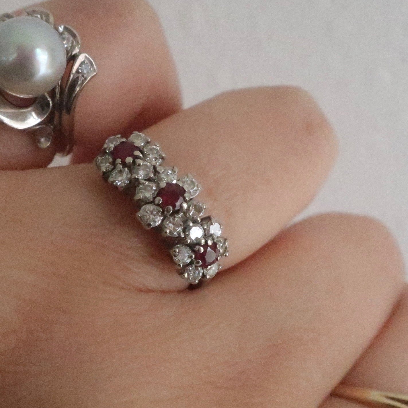 Vintage Diamond and Ruby Flower Band