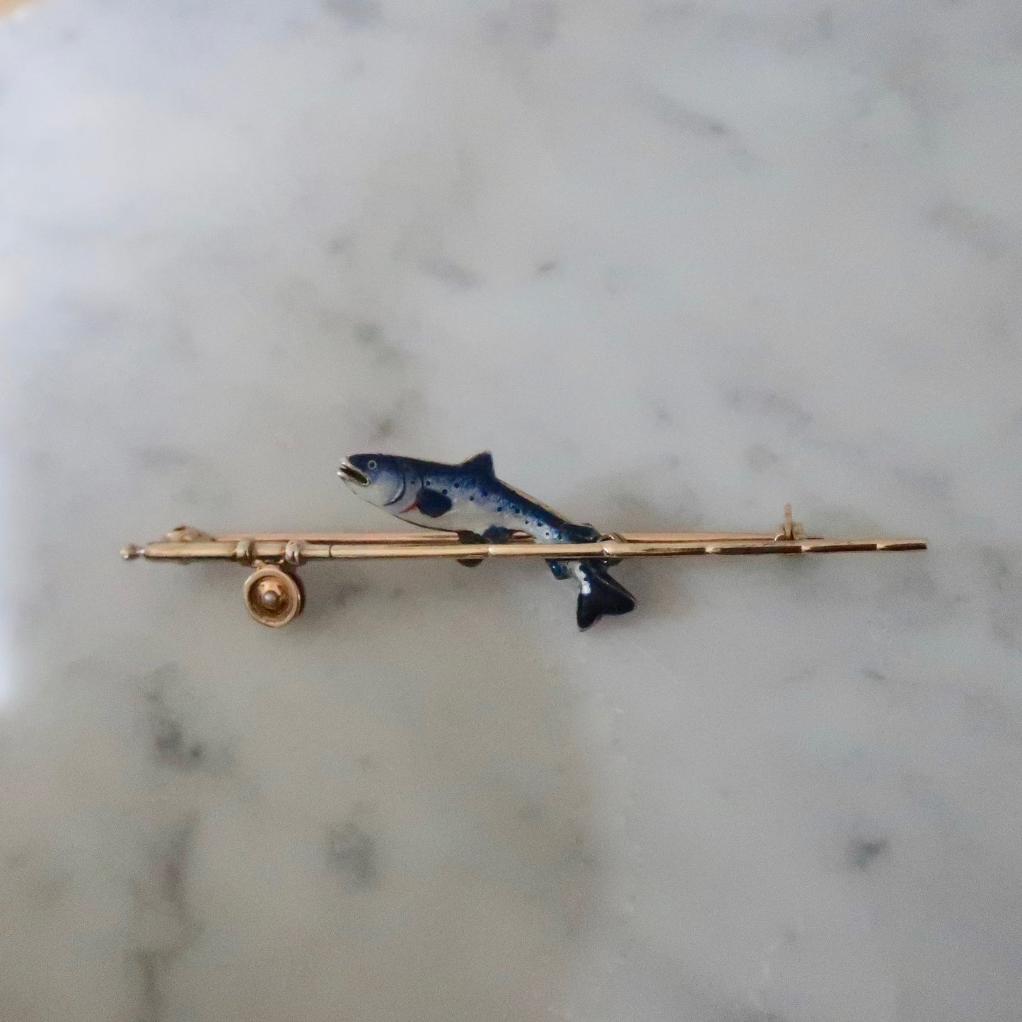 Vintage English Fishing Pole and Fish Pin